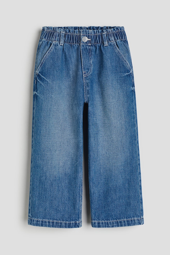 Wide Leg paper bag jeans - Denimblå/Lys denimblå - 1