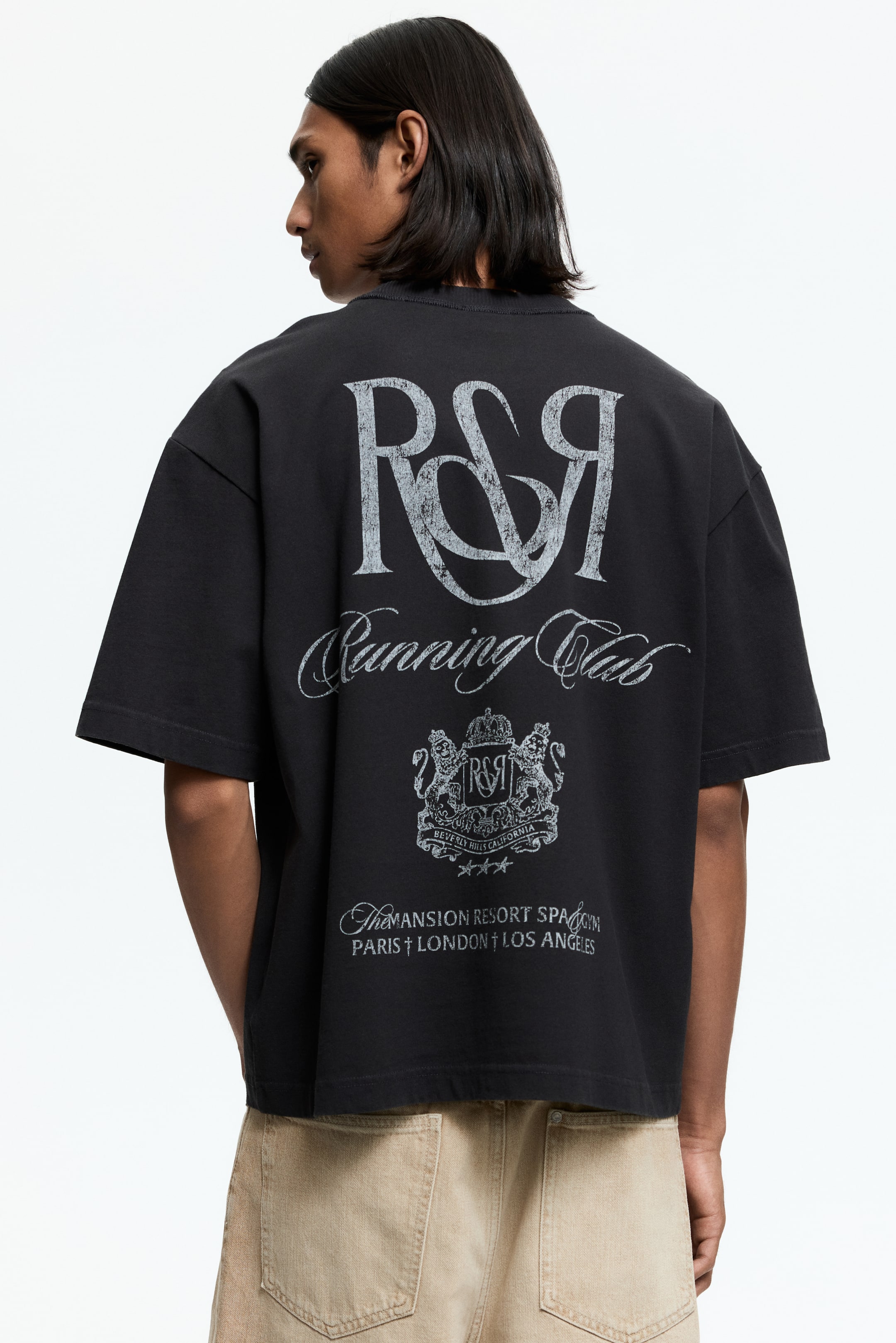 Ver imagen más grande: Camiseta con motivo estampado Loose Fit - Negro/Running Club - HOMBRE | H&M ES 1