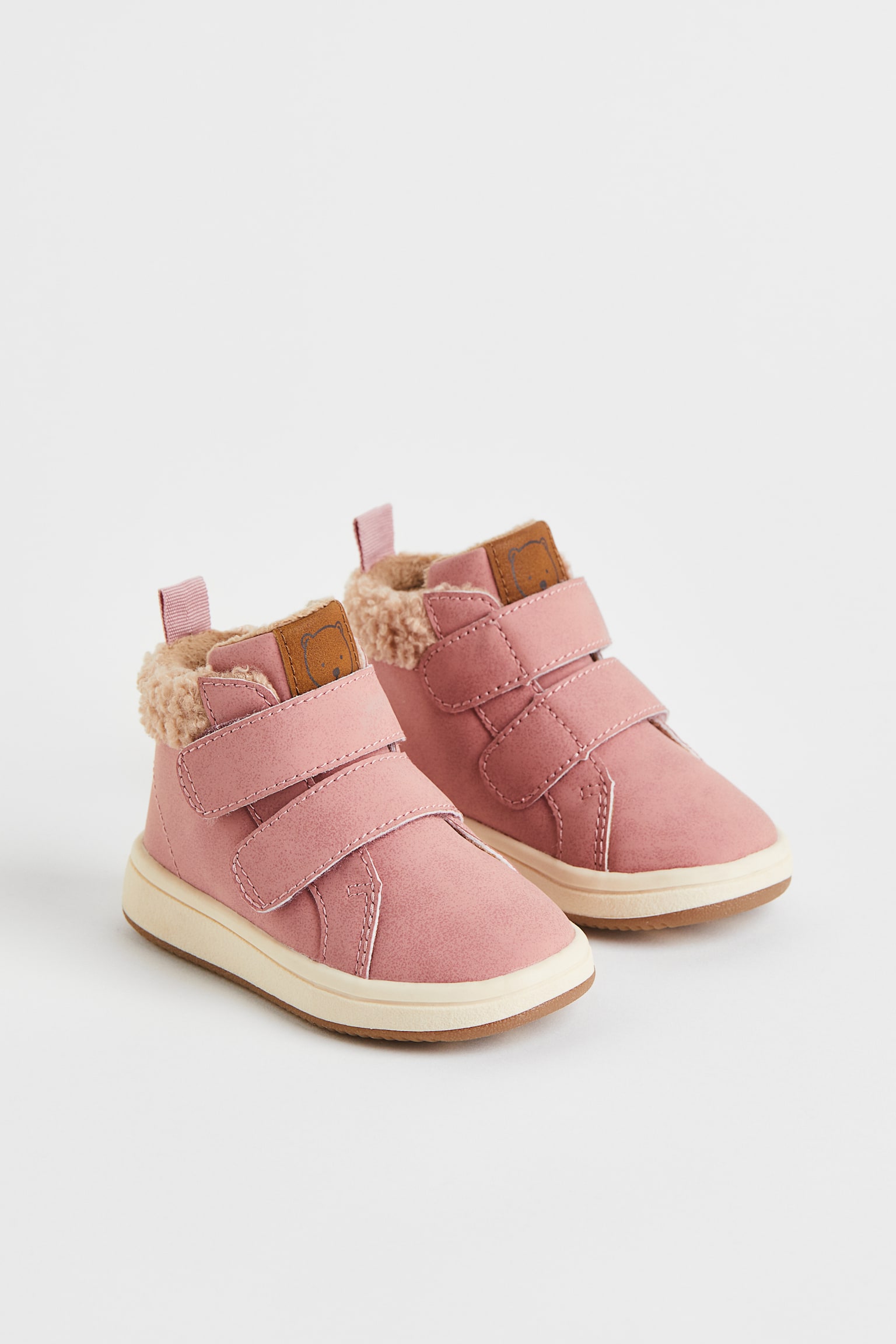 Warm Lined Hi Top Sneakers - Pink/Light beige/Dark grey/Light beige - 1