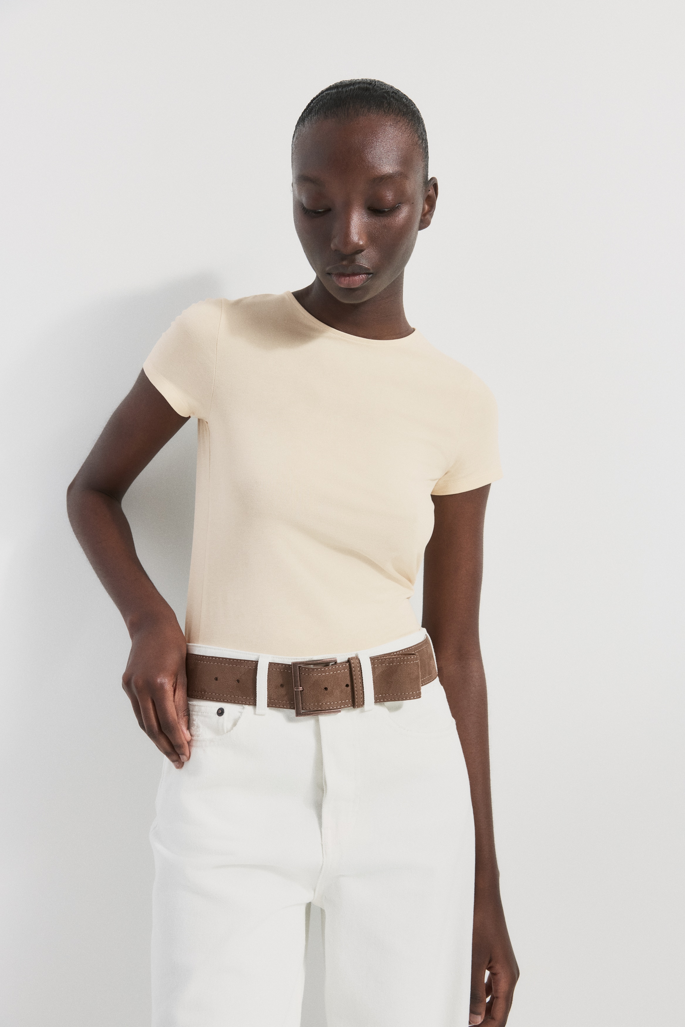 Fitted Viscose T-Shirt - thumbnail 3