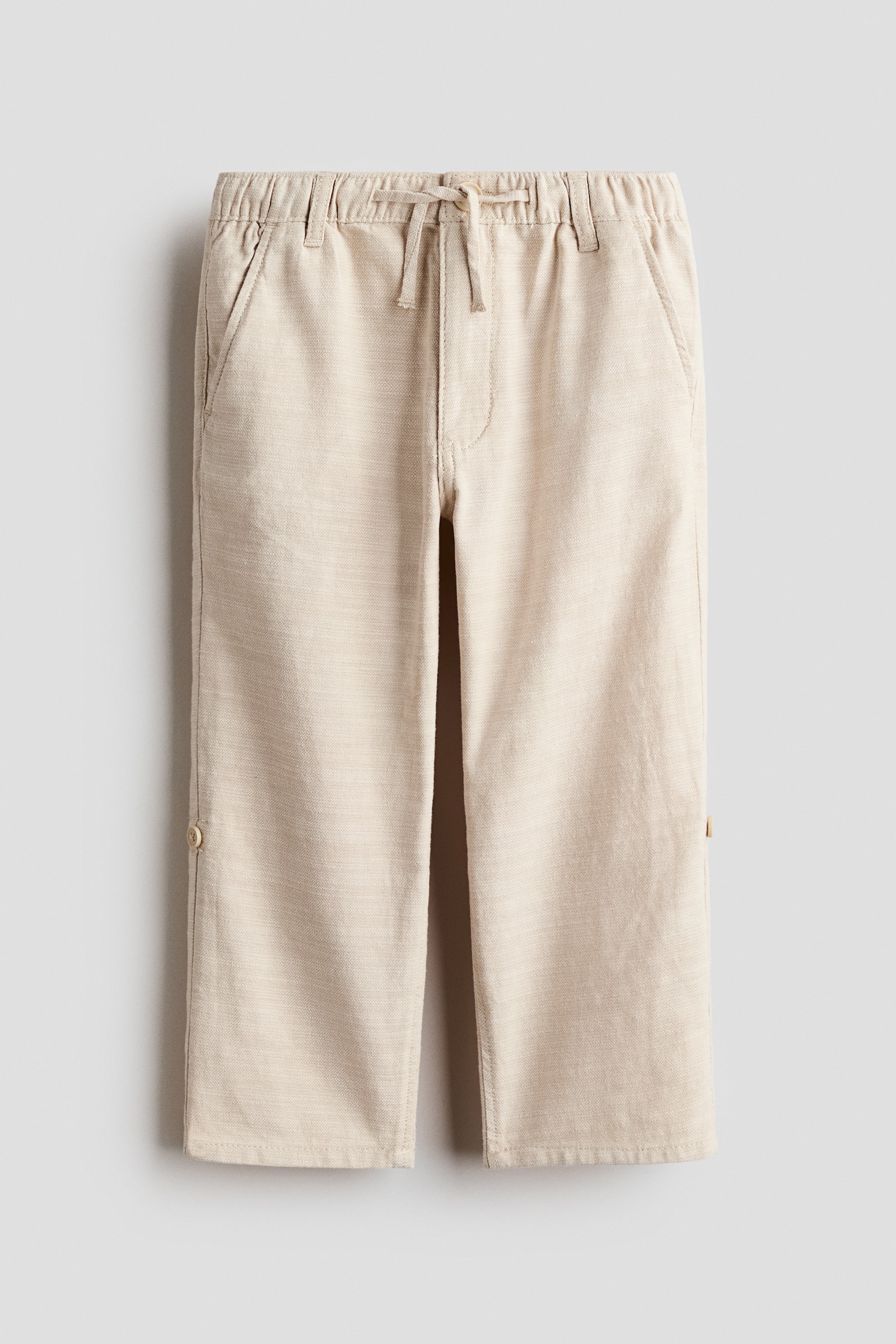 Cotton roll-up trousers - Light beige/Dark blue/Dark beige - 2