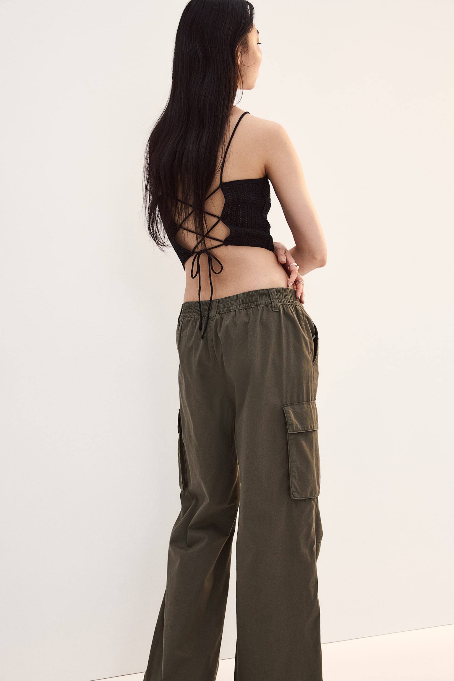 Canvas cargo trousers - Dark khaki green/Black/Light dusty green/Light beige/Light grey/Dark grey - 4