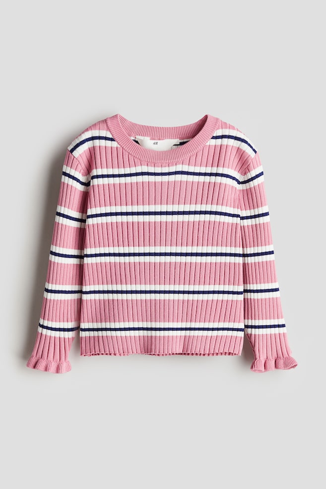 Rib-knit jumper - Pink/Striped/Cream/Striped - 1