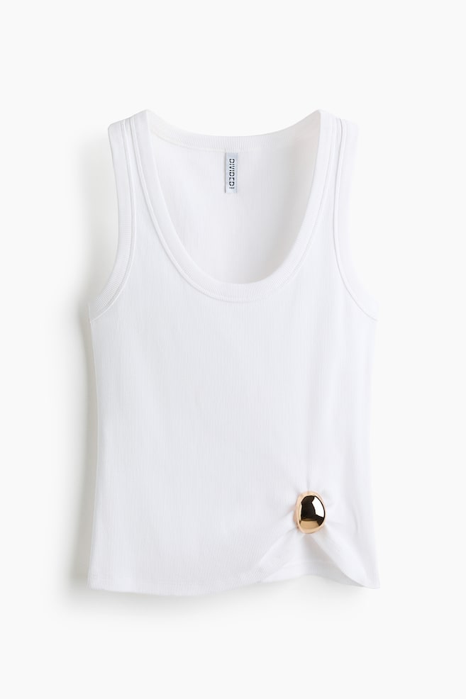 Metal-detail vest top - White/Black - 1