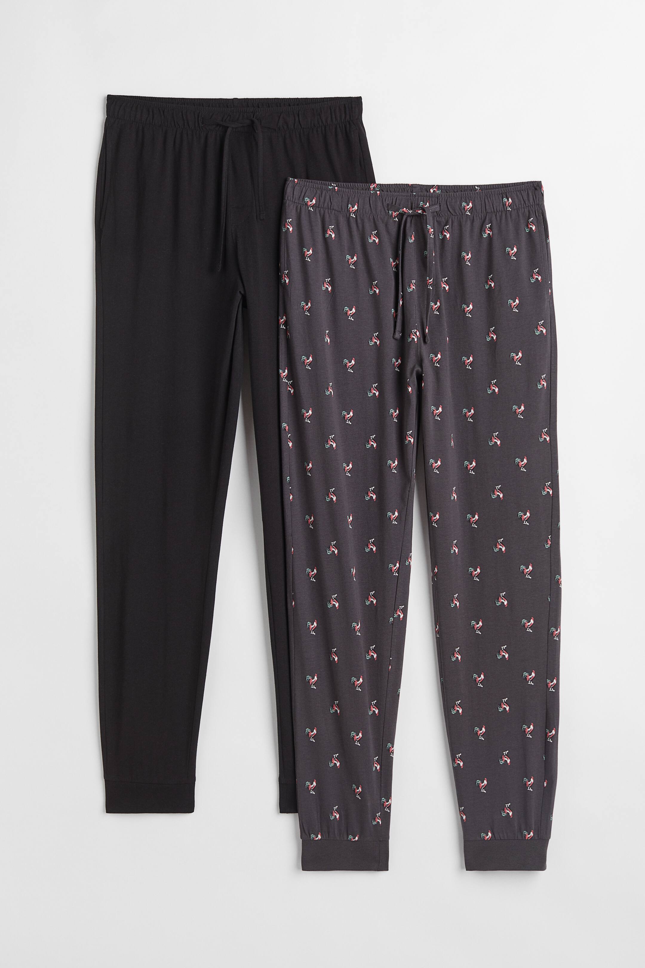 View larger image: 2-pack Regular Fit pyjama bottoms - Dark grey/Cockerels - Men | H&M 1