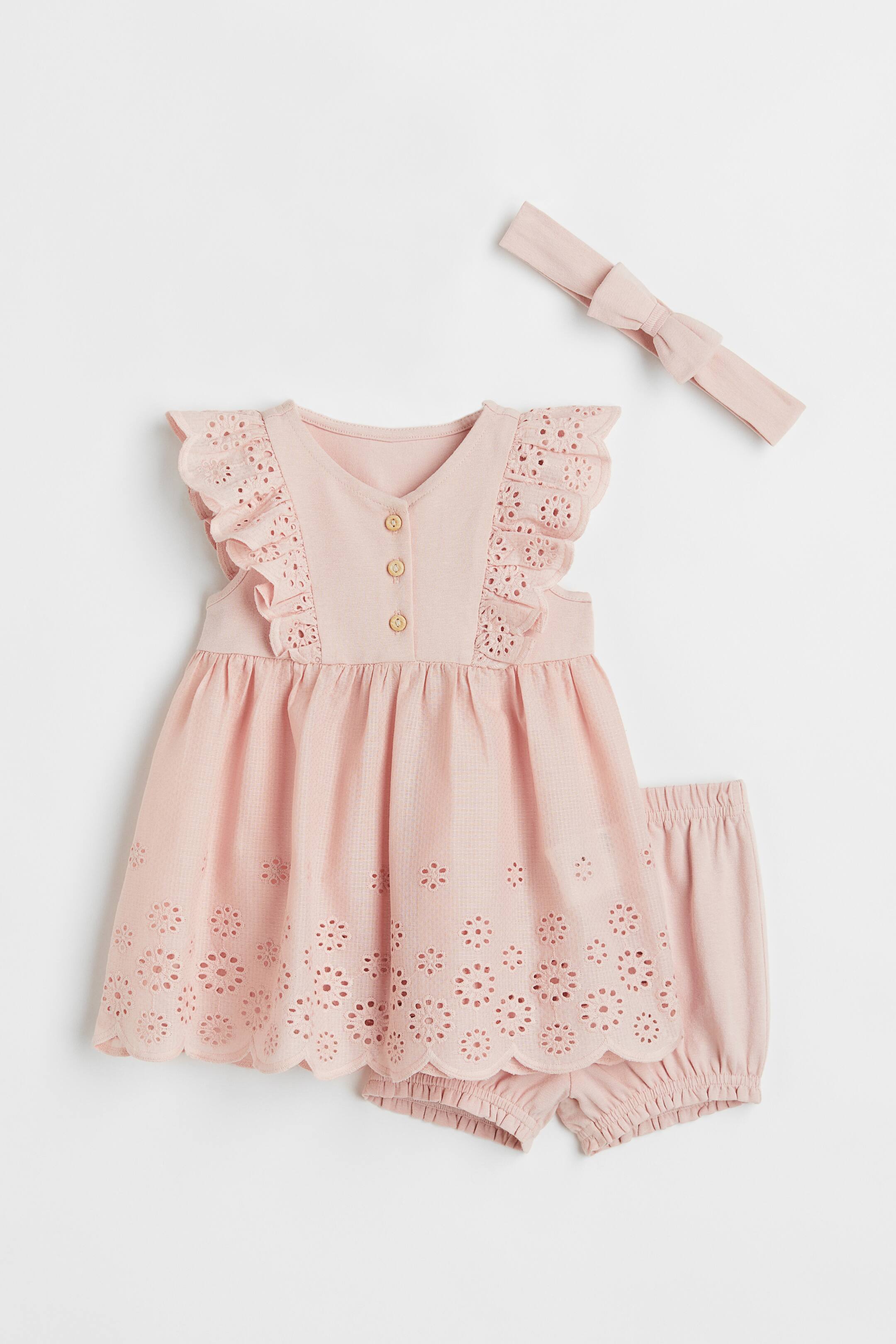 Xem ảnh lớn hơn: Bộ 3 món cotton - Màu hồng nhạt - Kids | H&M VN 1