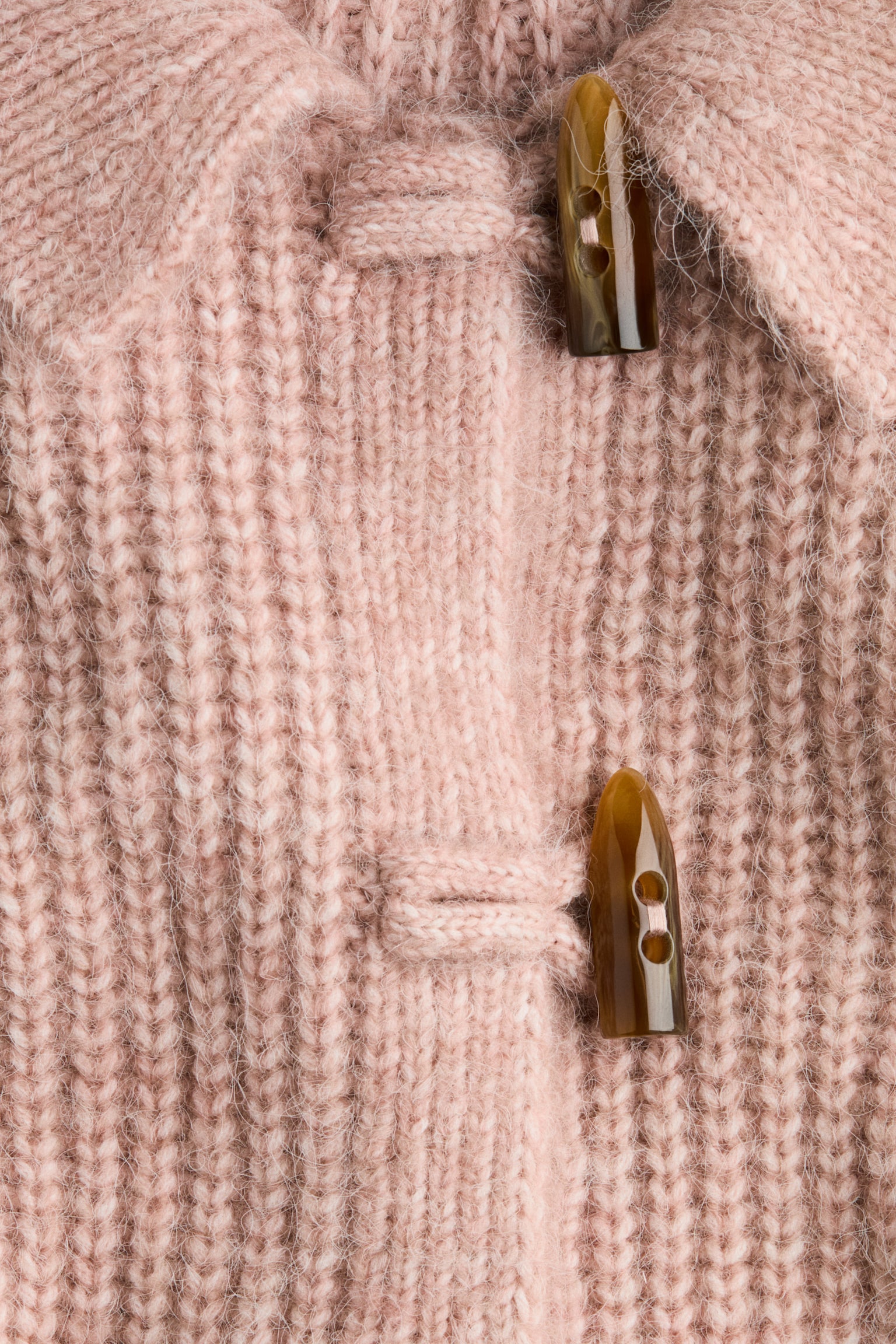 칼라 리브 니트 가디건 - 파우더 핑크 - 4