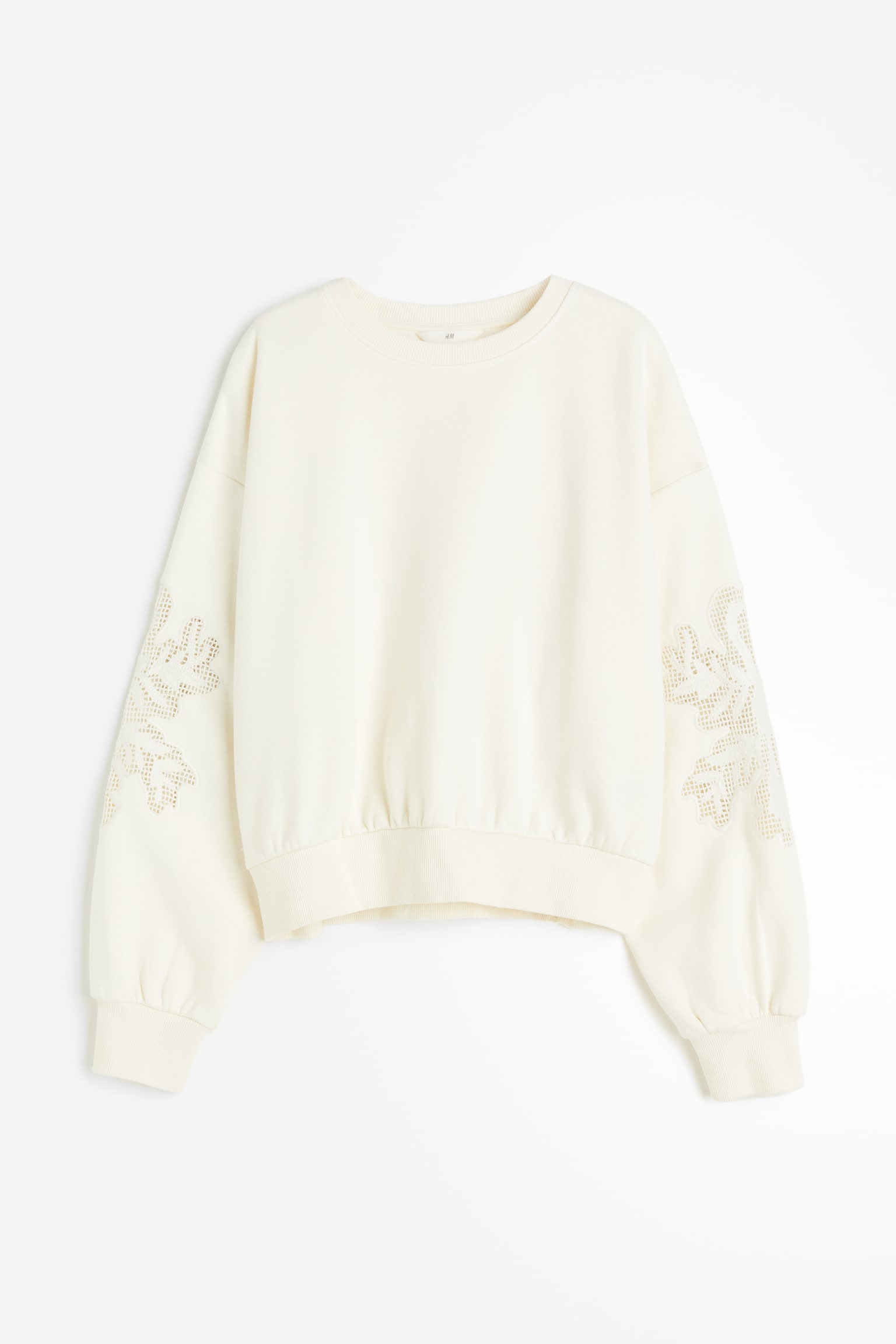 Embroidered sweatshirt - Cream - 1