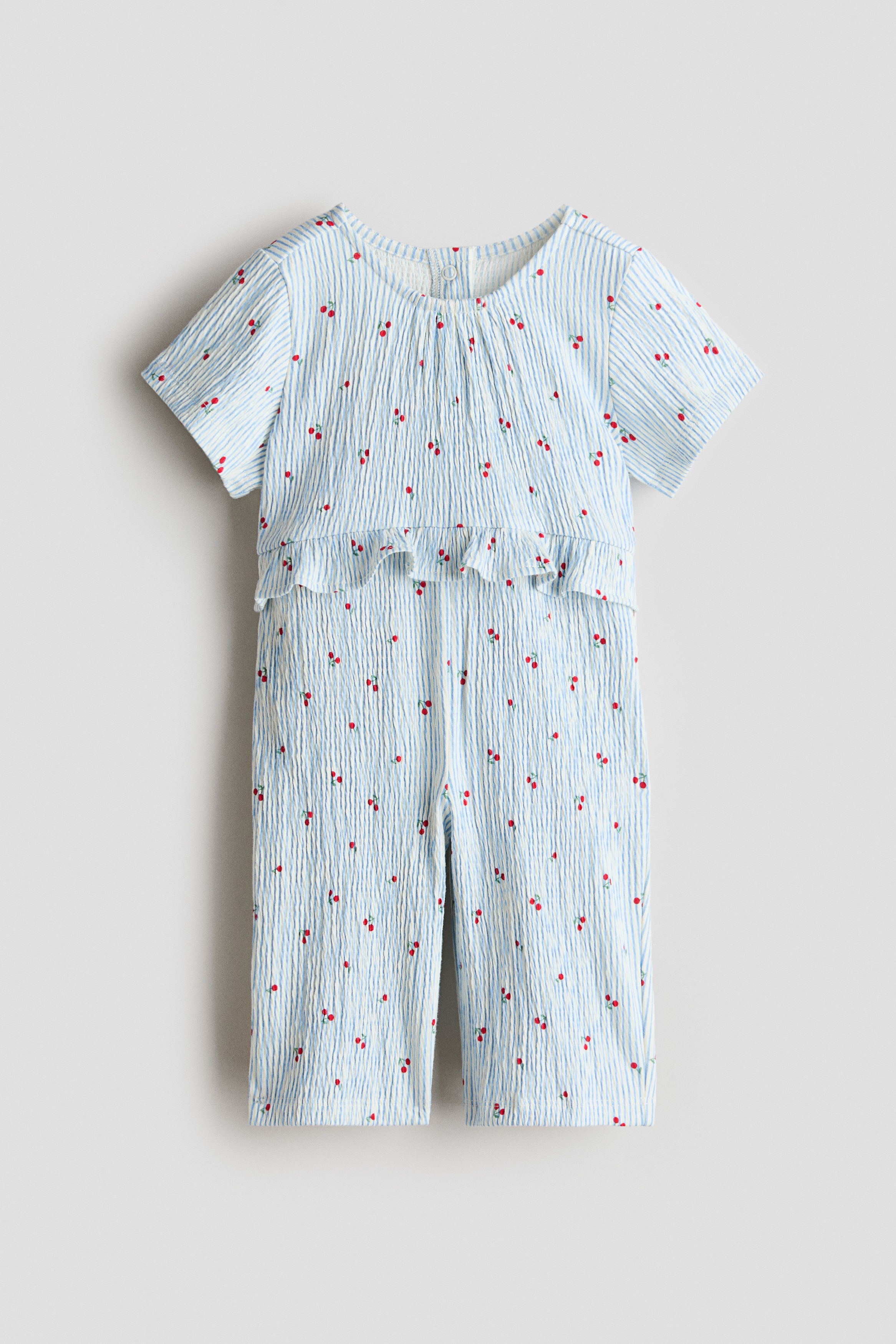 Crinkled romper suit - Açık mavi/Kirazlar