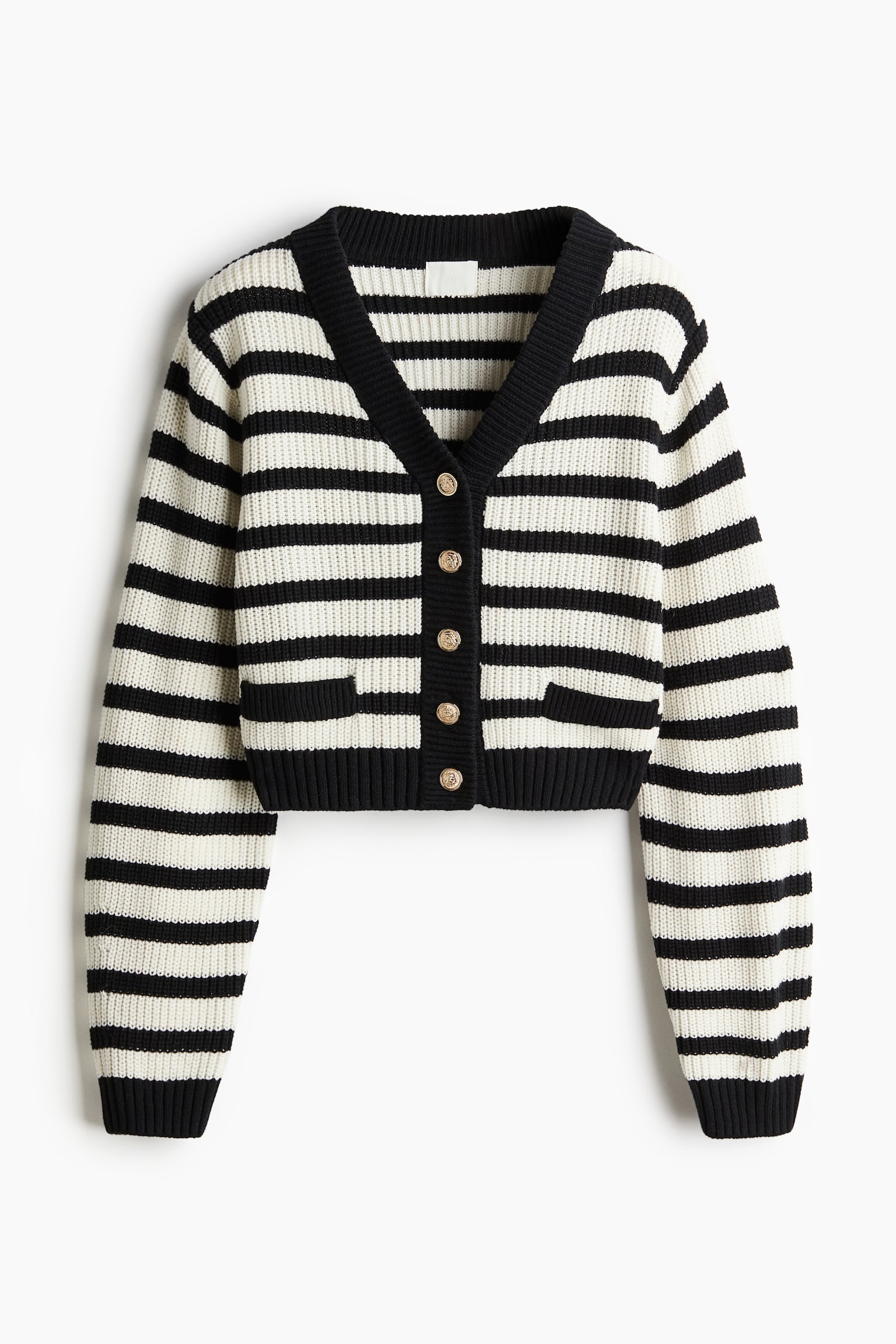 Rib-knit cardigan - White/Black striped - 2