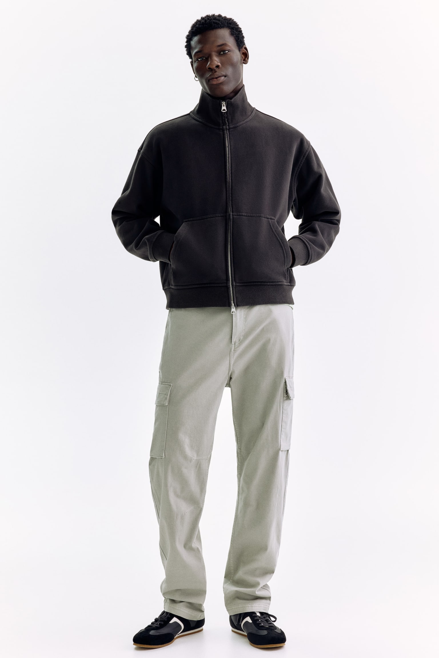 Мужская куртка H&M Relaxed-Fit Boxy Track, цвет: Чёрный — фото 3