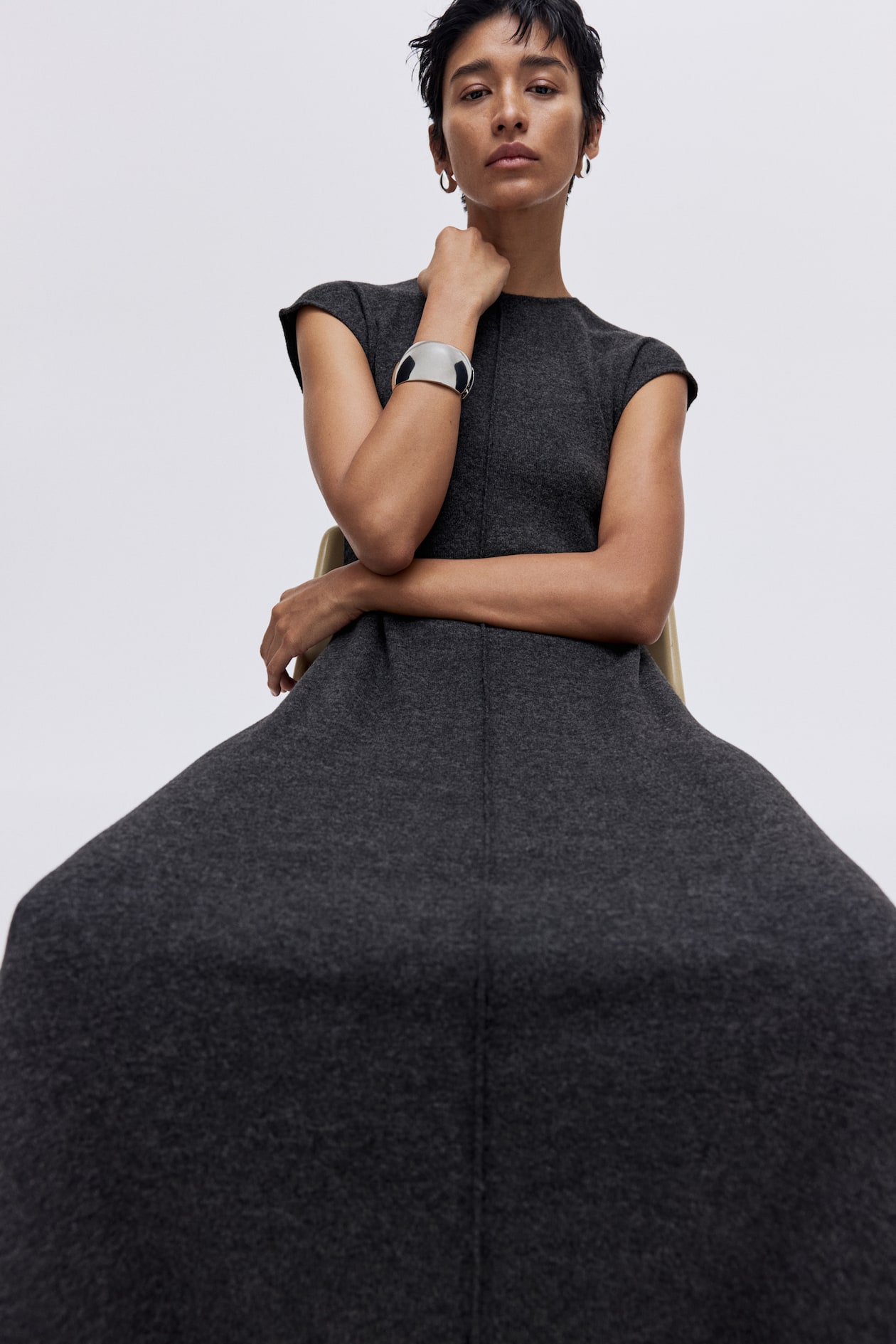 Cap-Sleeved Jersey Dress