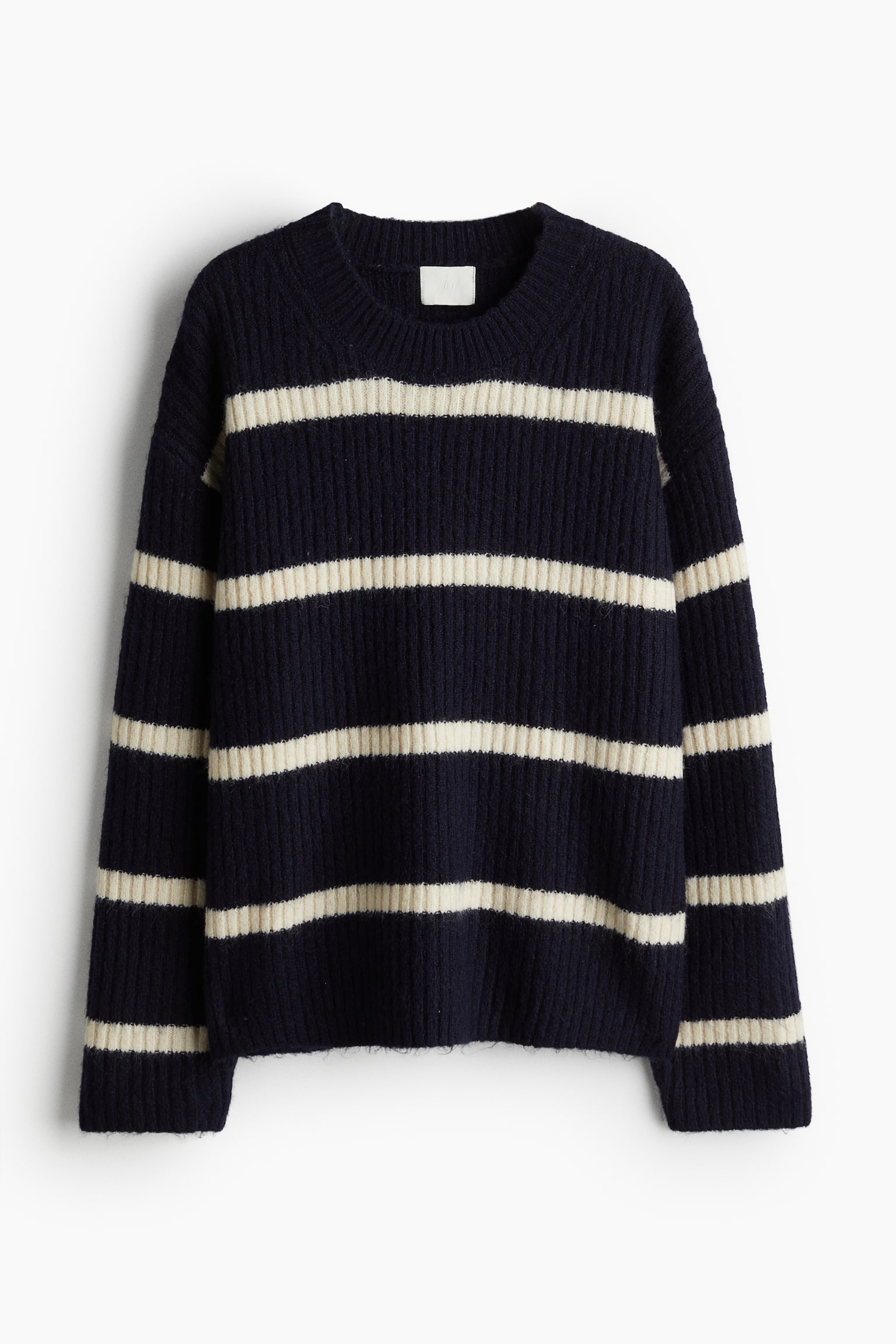 Rib-knit jumper - Navy blue/Striped/Light khaki green/Cream/Cream/Dark grey marl/Beige marl/Light beige/Striped/Light beige marl - 2