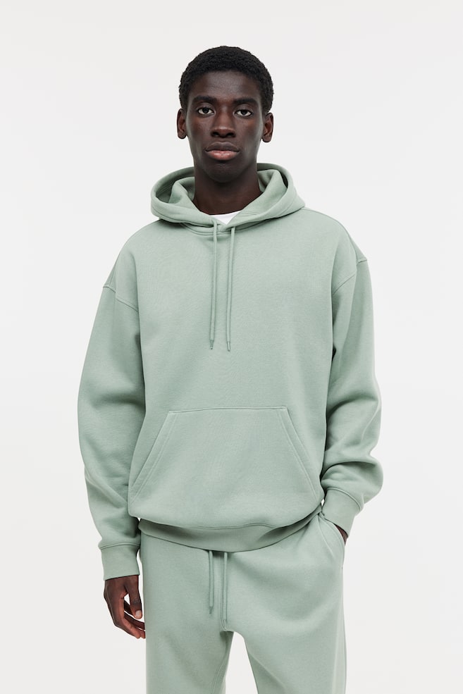 Relaxed Fit Hoodie - Light khaki green/Black/White/Light grey marl/dc/dc/dc/dc/dc/dc/dc/dc/dc/dc/dc - 1