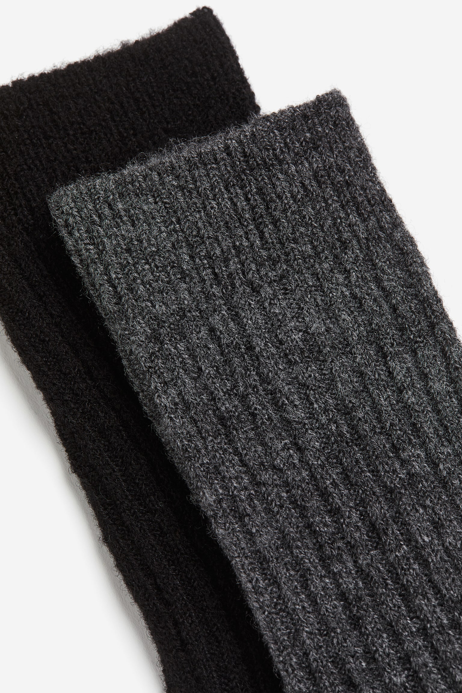 2-pack wool-blend socks - Dark grey marl/Black/Dark beige marl/Light beige/Dark brown/Light beige - 2