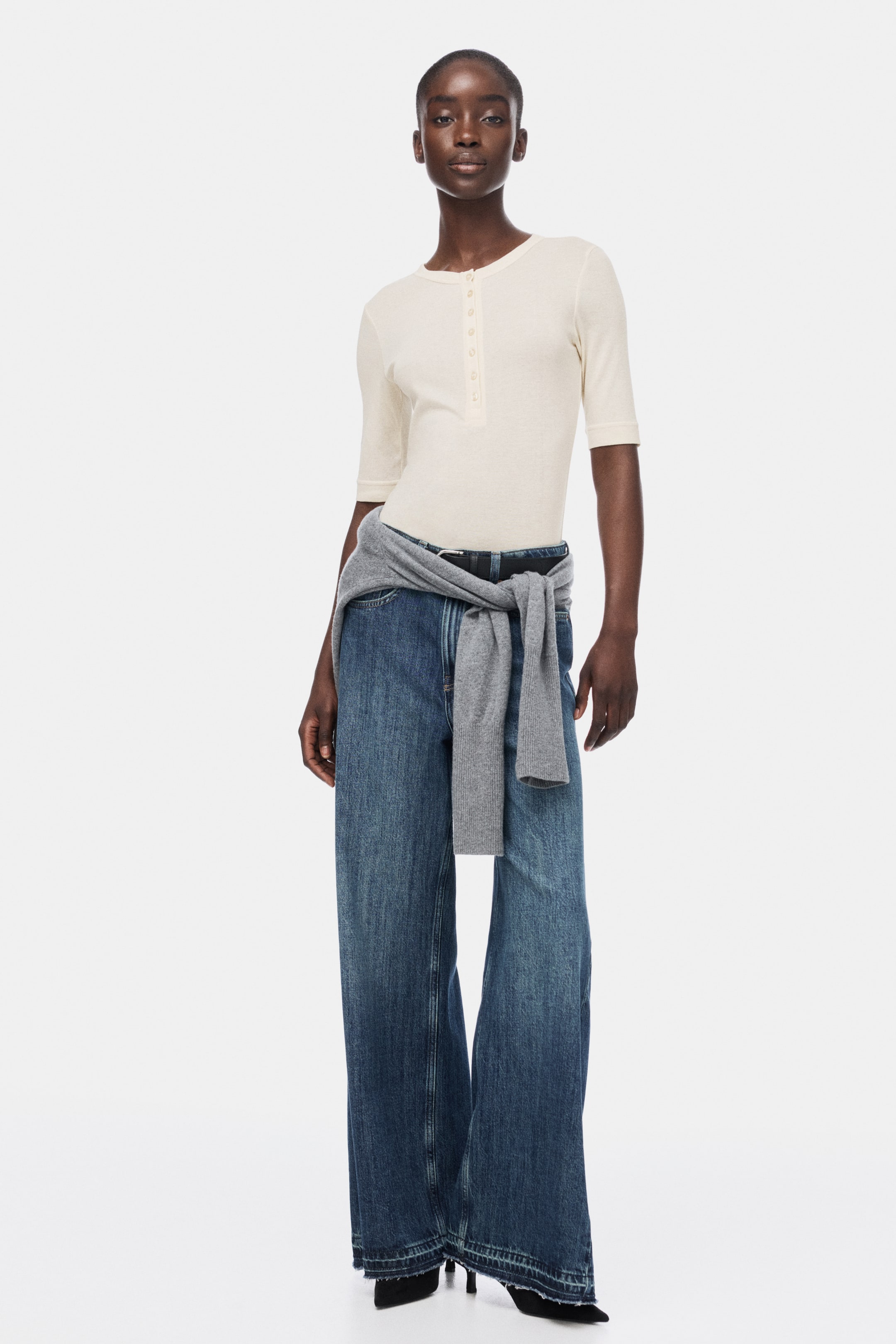 View larger image: Pima cotton top - Light beige - Ladies | H&M 1