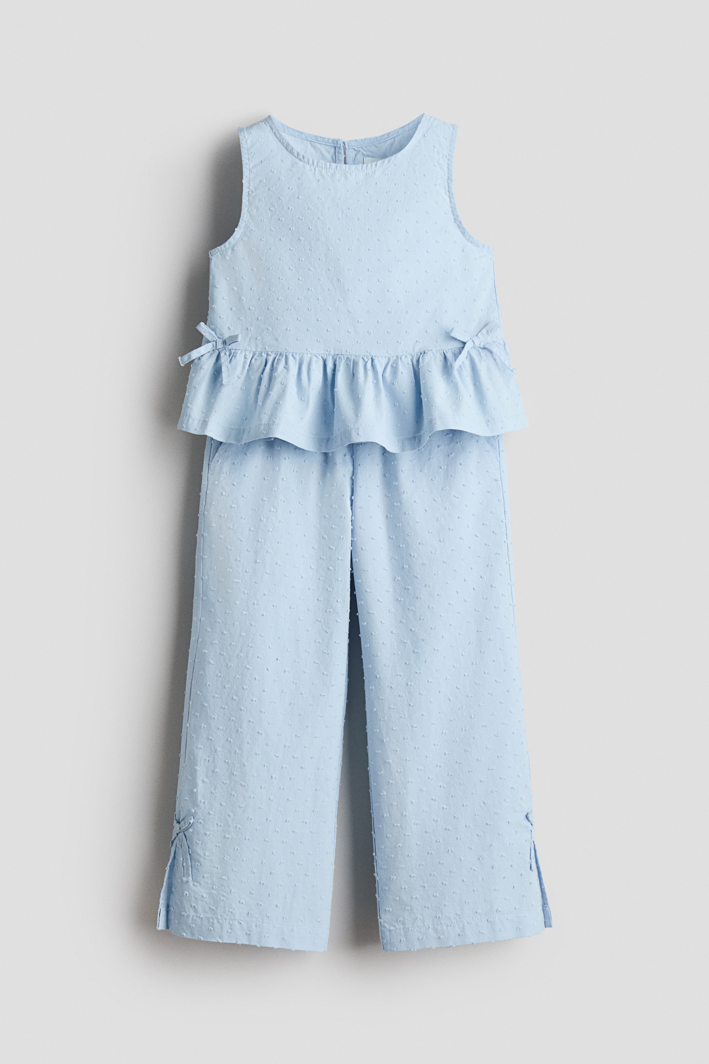 2-piece cotton plumeti set - Bleu ancien clair