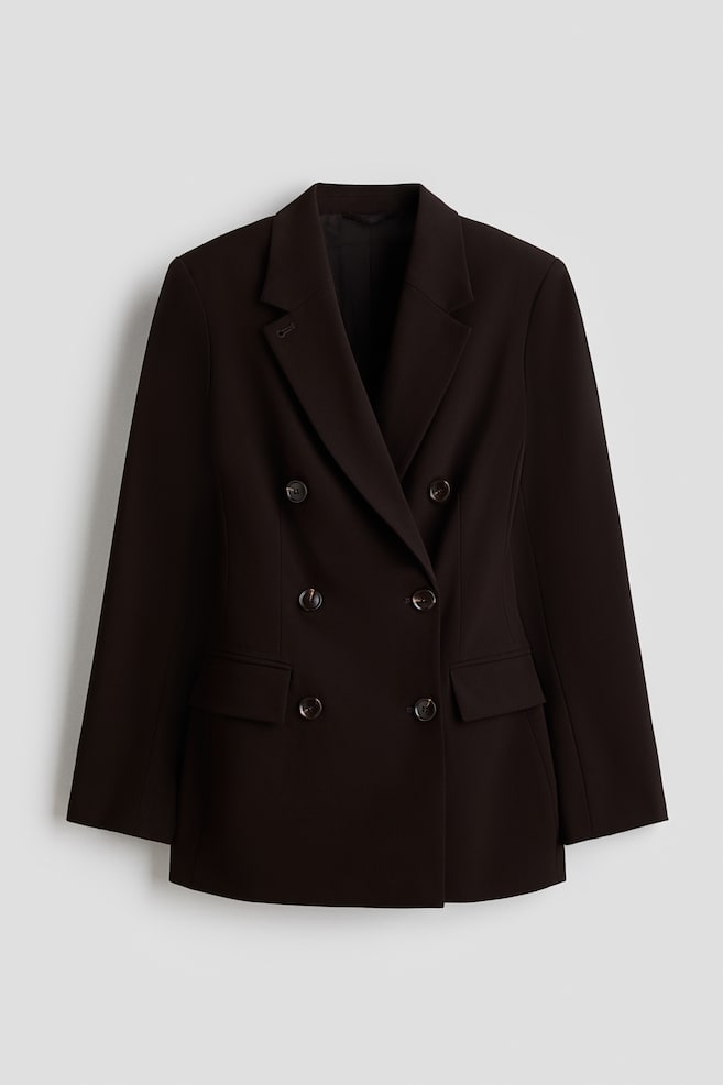 Dubbelknäppt kavaj Wrinkle-resistant - Mörkbrun/Svart - 1