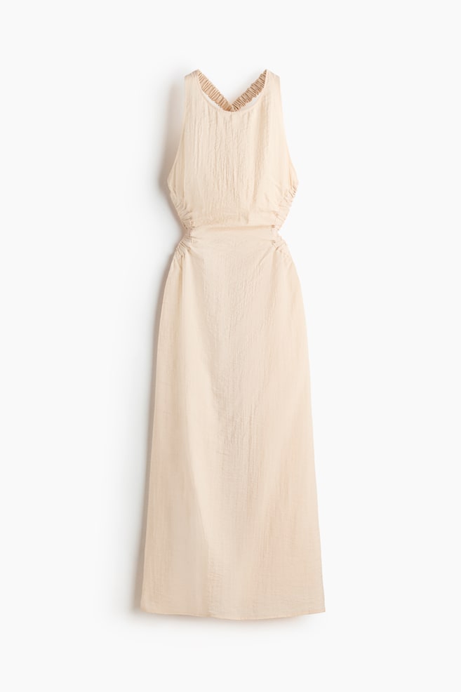 Robe maxi avec dos ouvert - Beige clair/Bleu denim clair/Noir - 1