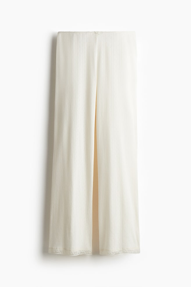 Pointelle pyjama bottoms - Cream/Light blue - 1