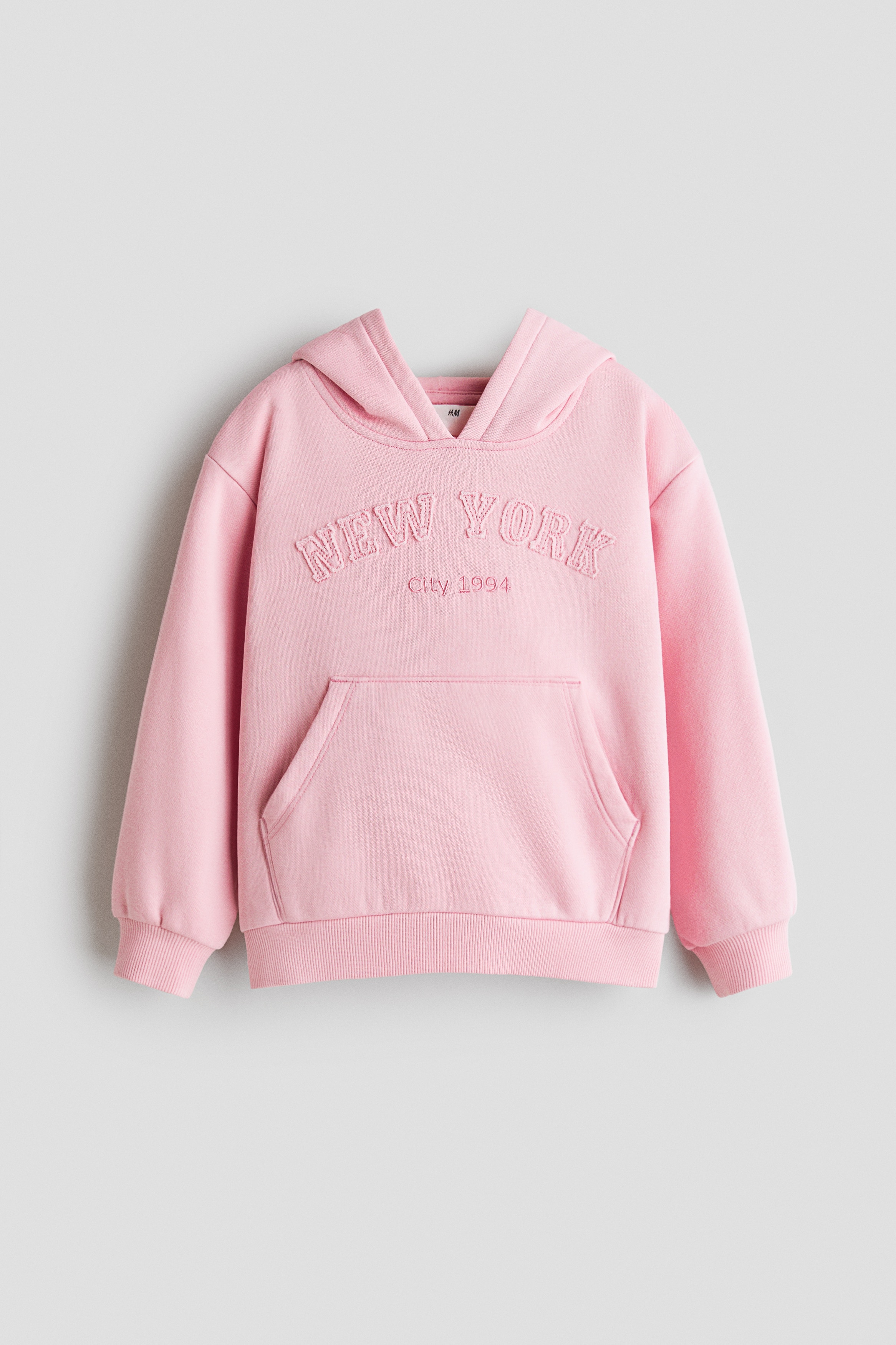 Hoodie met geruwde binnenkant - Lichtroze/New York