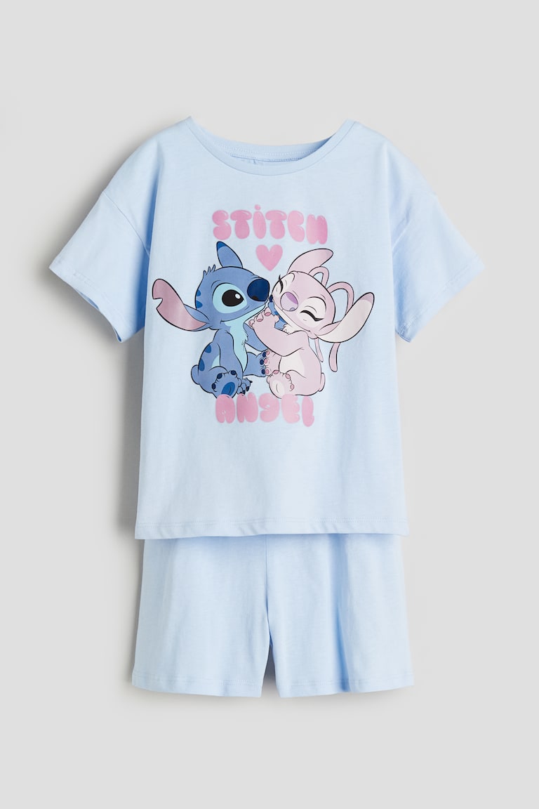Printed jersey pyjamas Light blue/Lilo Stitch Kids H&M IN