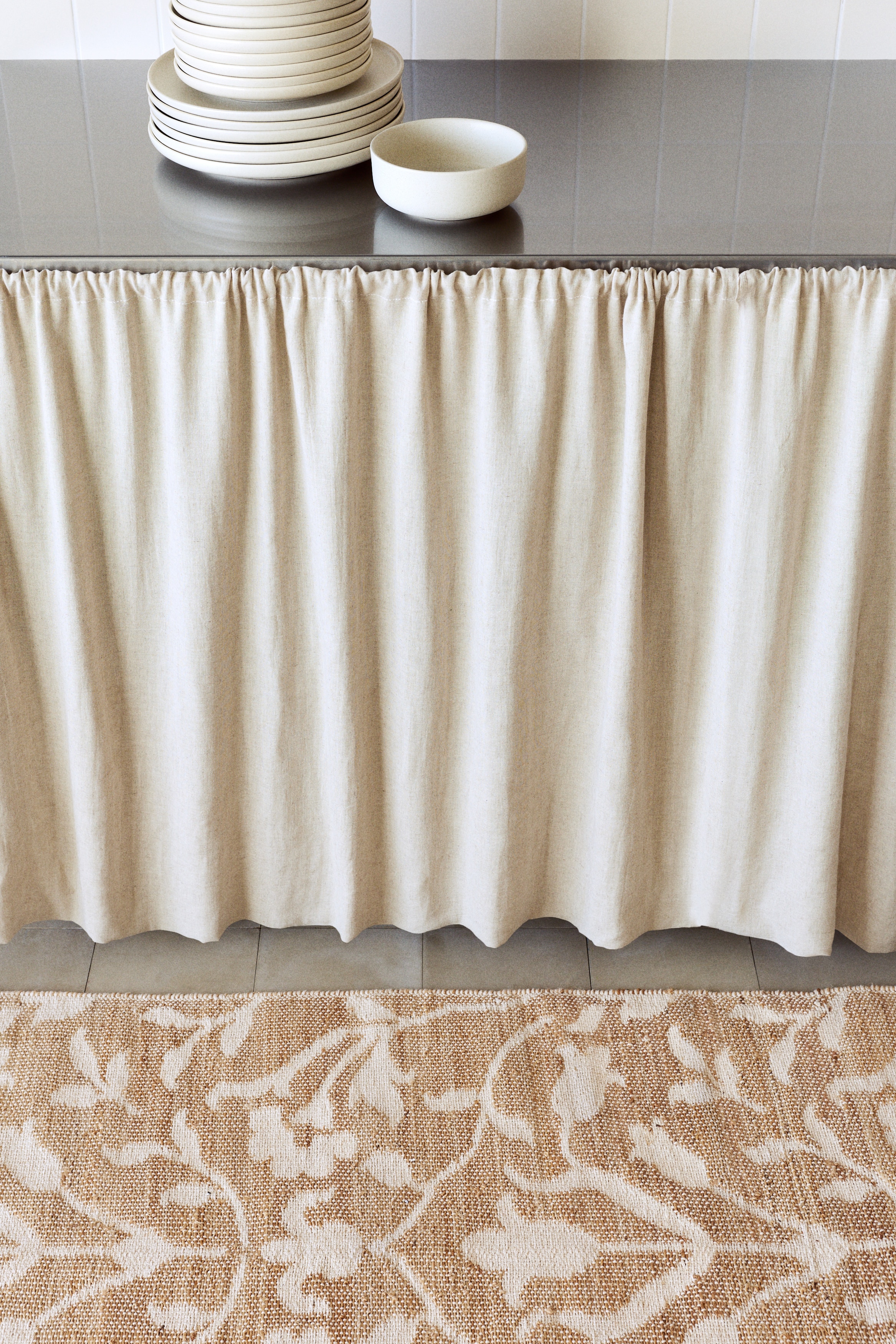 Floral Jute-Blend Rug-Light beige/floral