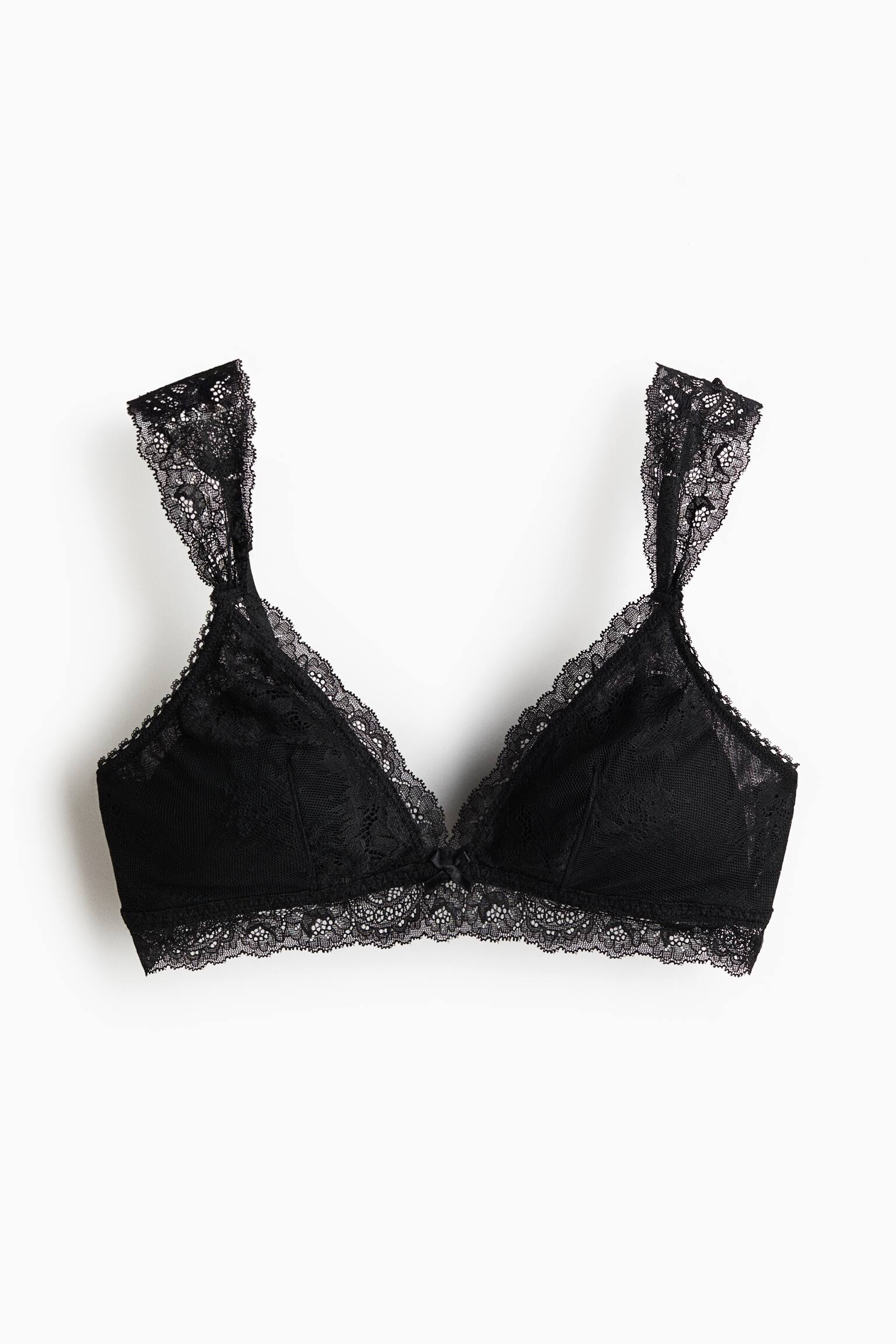 Padded soft lace bra - Black/Light pink/Cream