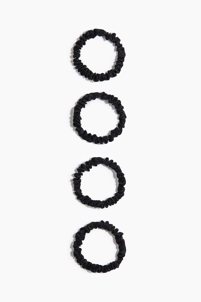 4-pack Silk Scrunchies - Black/Beige/light taupe - 1