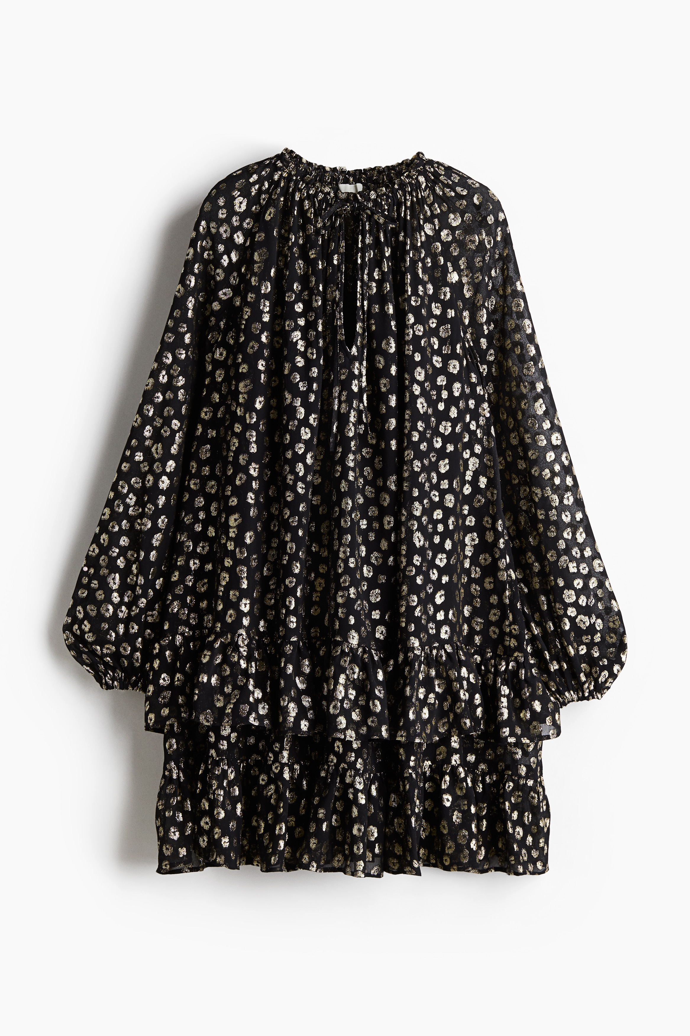 Ladies - Black/Leopard print Lace dress - Size: S  - H&M