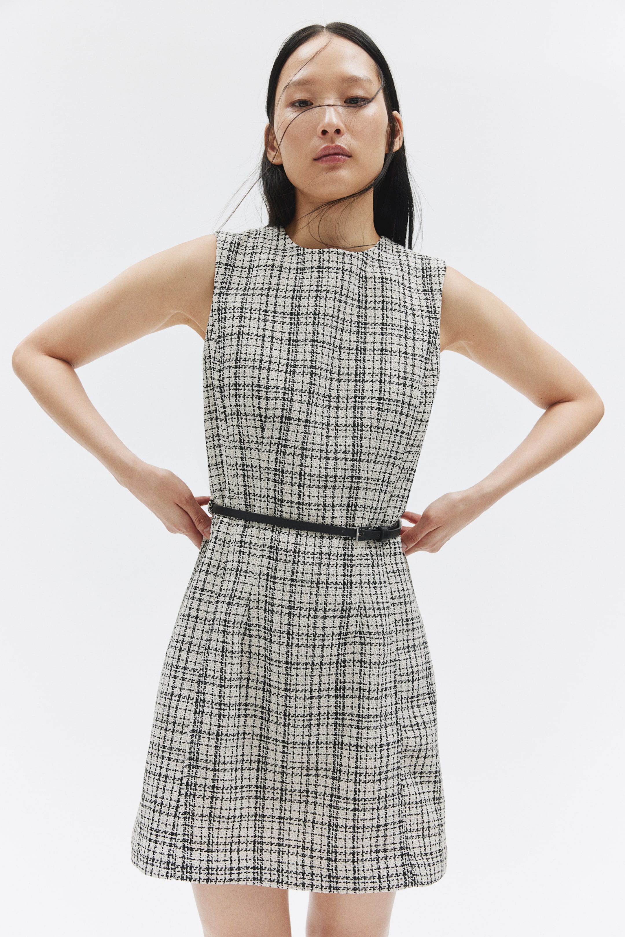 Belted Bouclé Dress