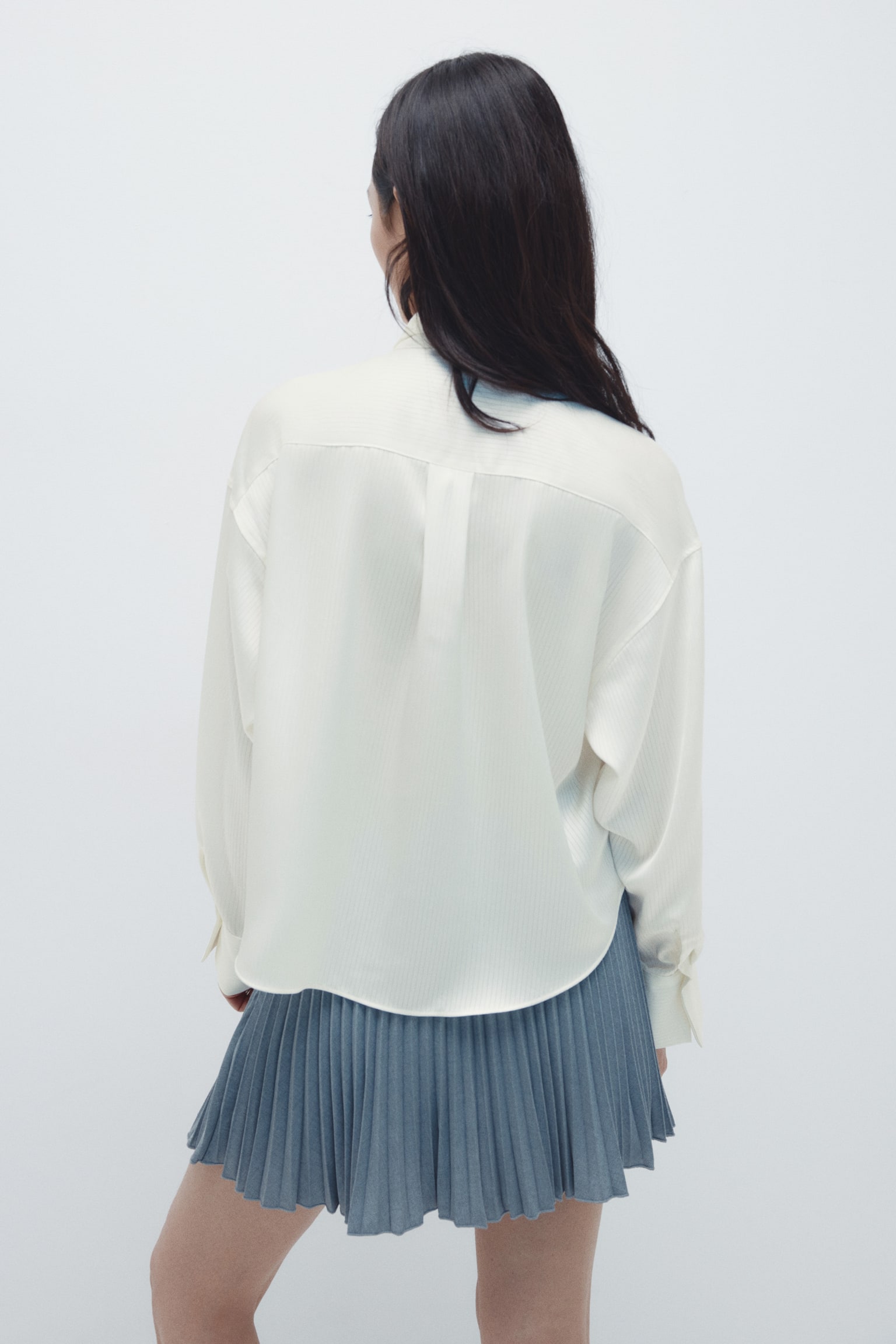 Tie-detail shirt - 화이트/블루/스트라이프 - 6