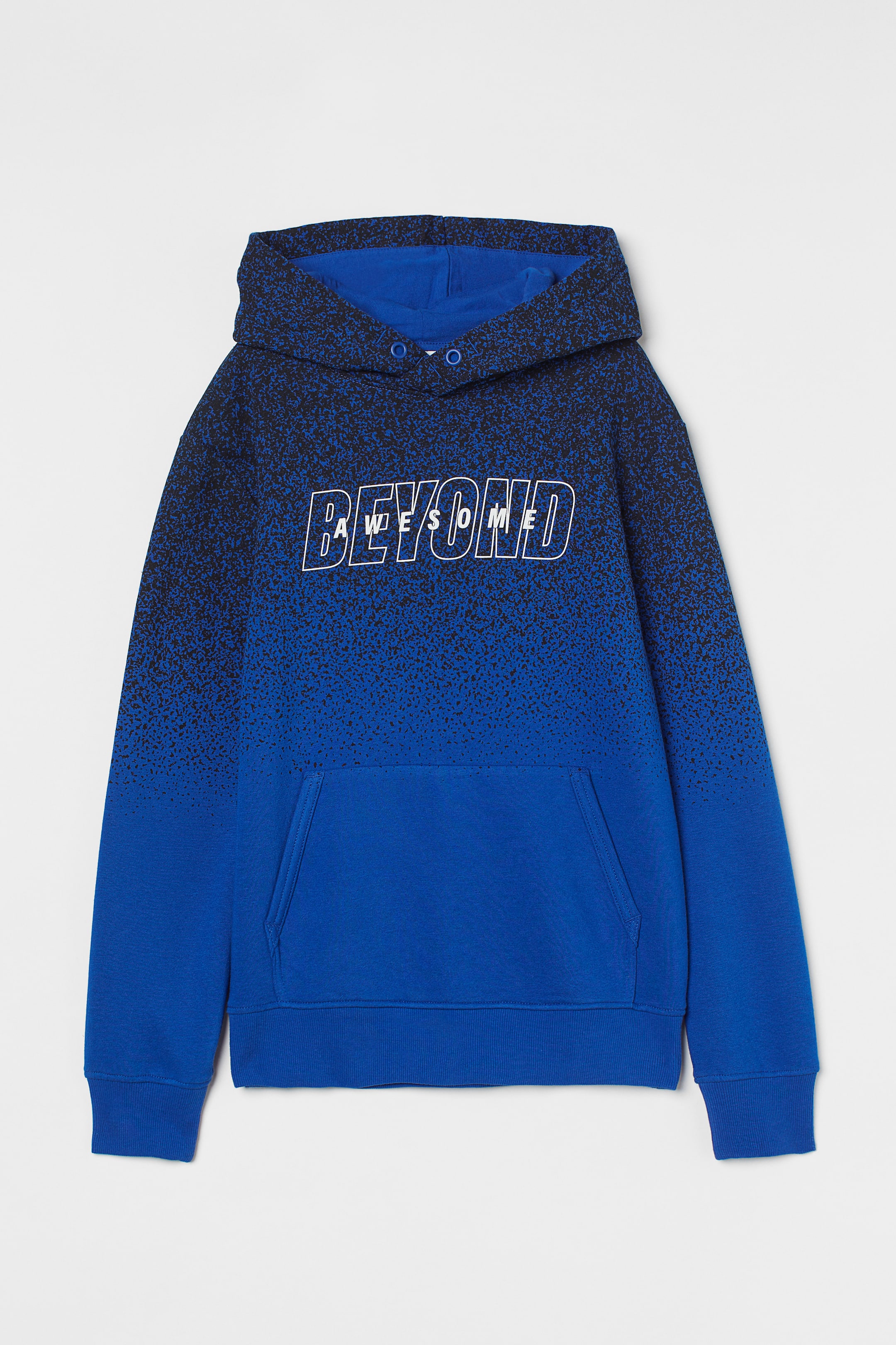 Hoodie - Long sleeve - Regular length - Bright blue/splatter print ...