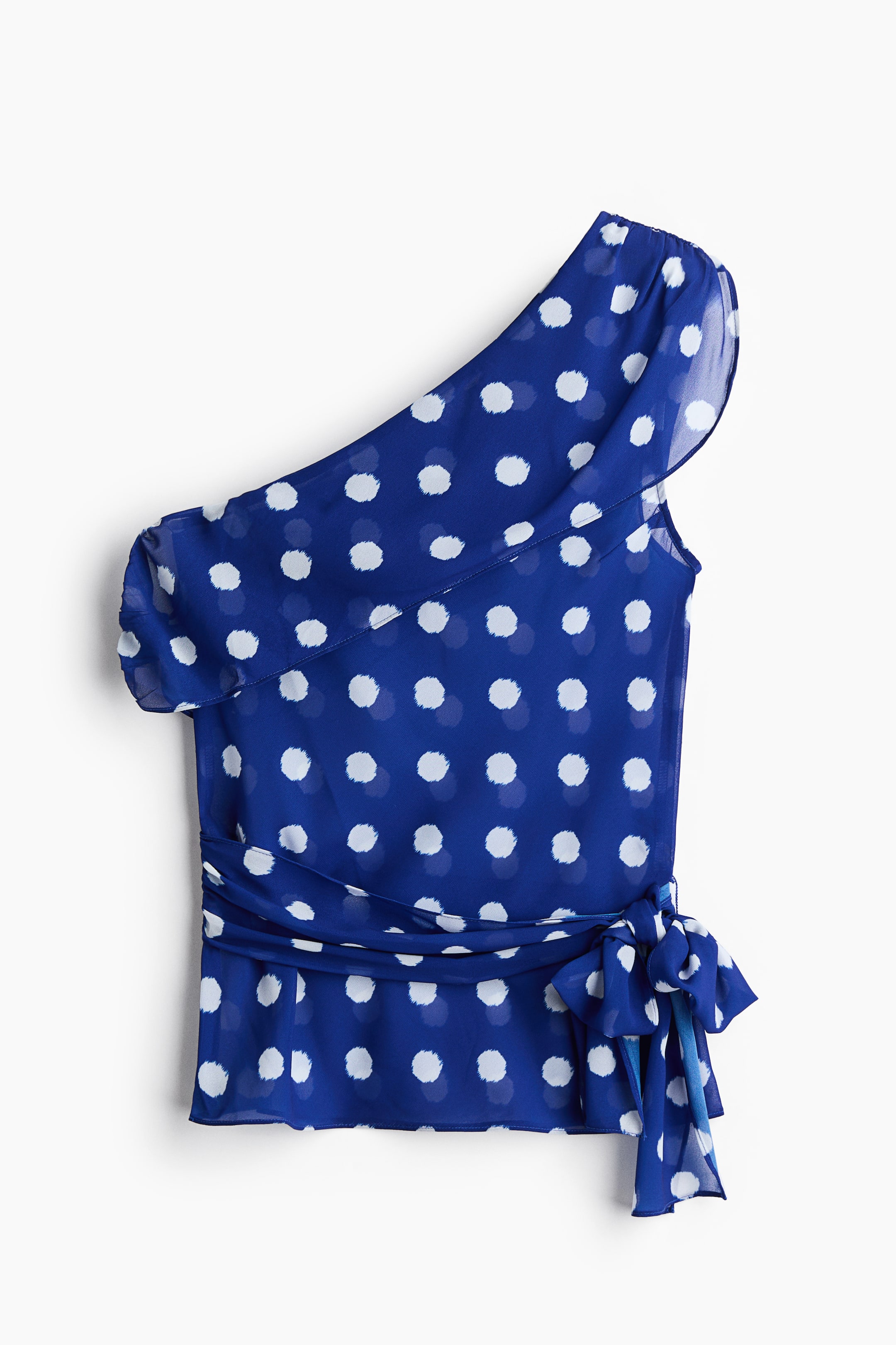 View larger image: One-shoulder chiffon top - Dark blue/Polka dot - Ladies | H&M 1