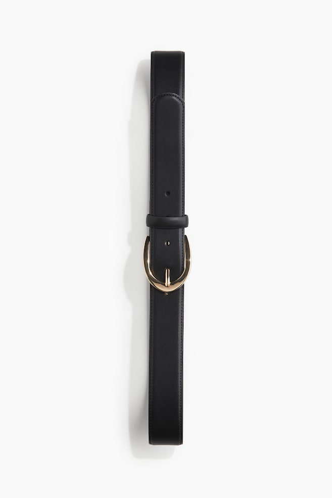 Ceinture en cuir fendu - Noir - 1