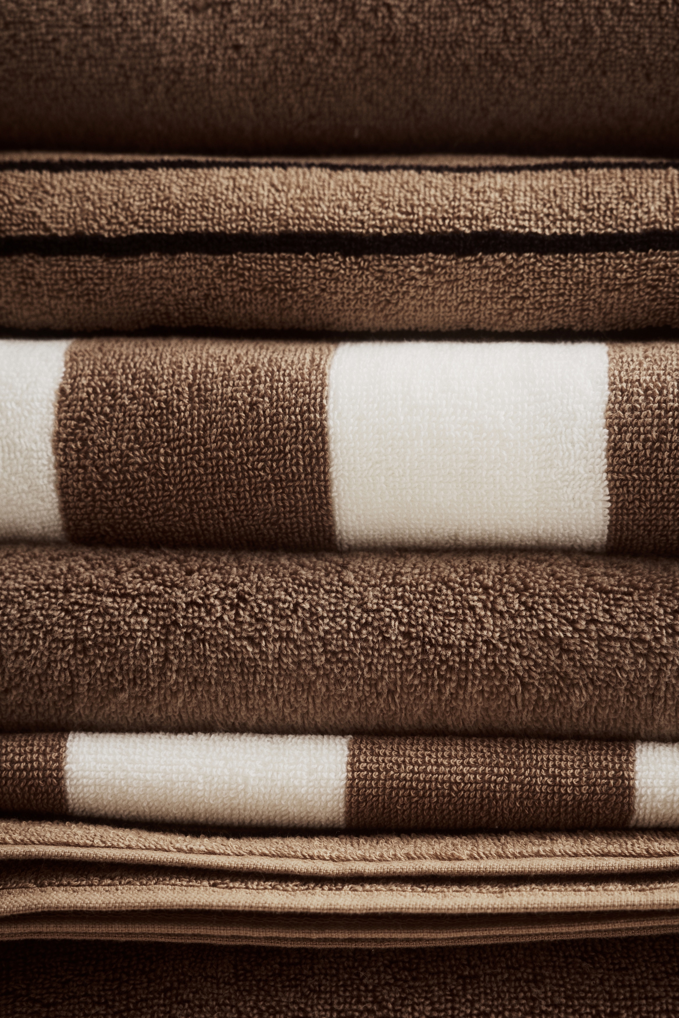 Velká osuška z měkkého froté - Tlumená hnědá/Rezavě červená/Pudrově růžová/Bílá