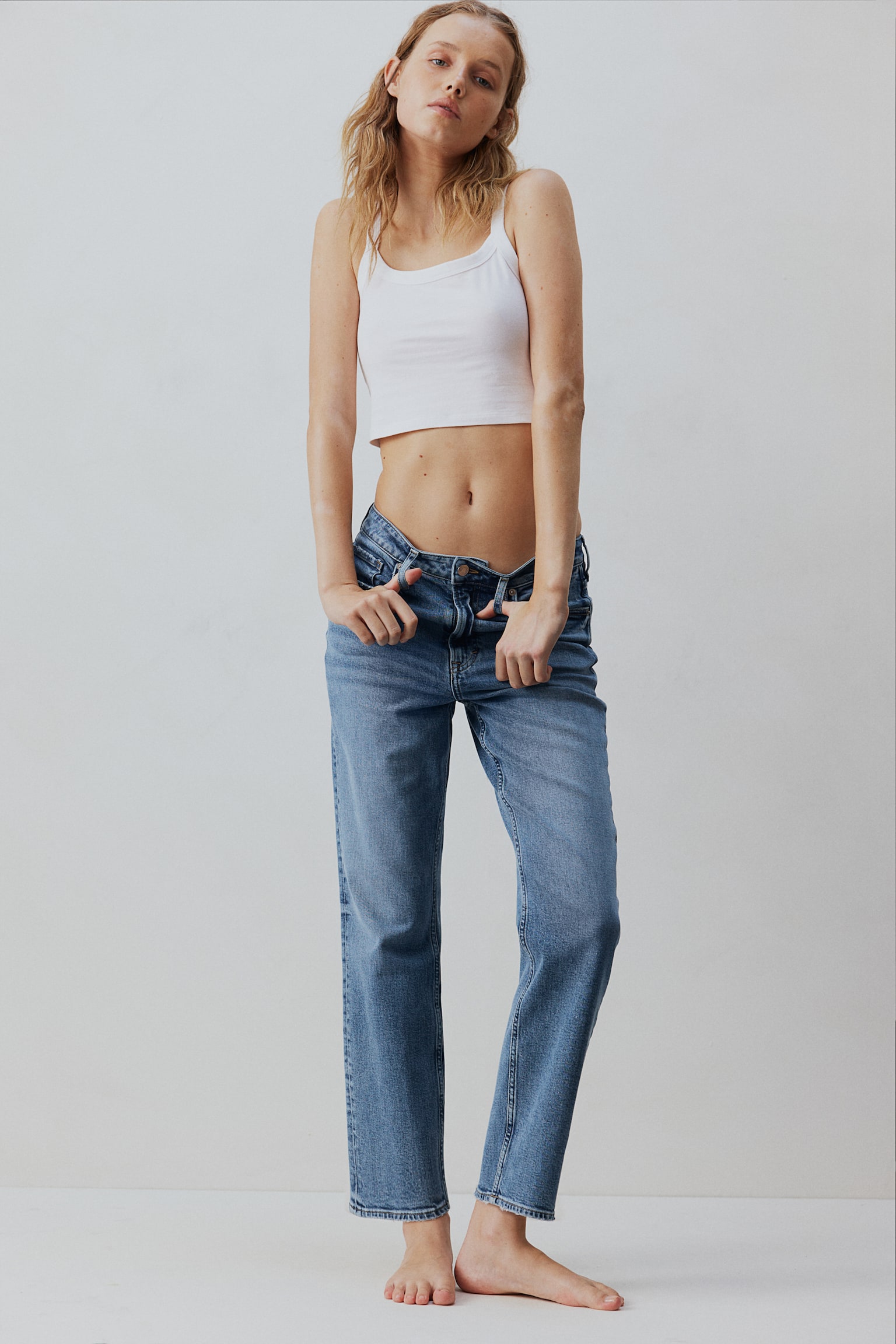 Slim Straight High Ankle Jeans - Light denim blue/Dark denim blue/Black/Denim blue/Dark grey - 6