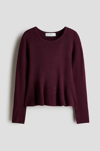 Rib-knit peplum top