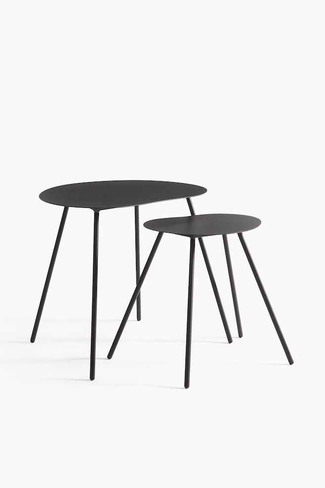 Metal Side Table Set - Black/Sage green/Beige/Black - 1