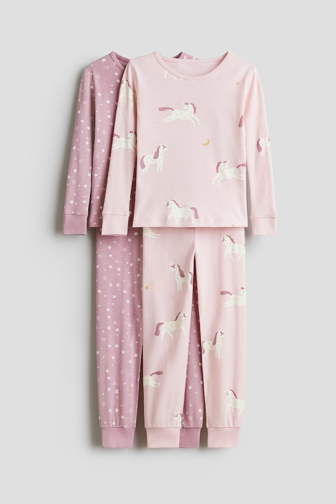 2-Pack Snug-Fit Printed Pajamas - Light dusty pink/unicorns - 1