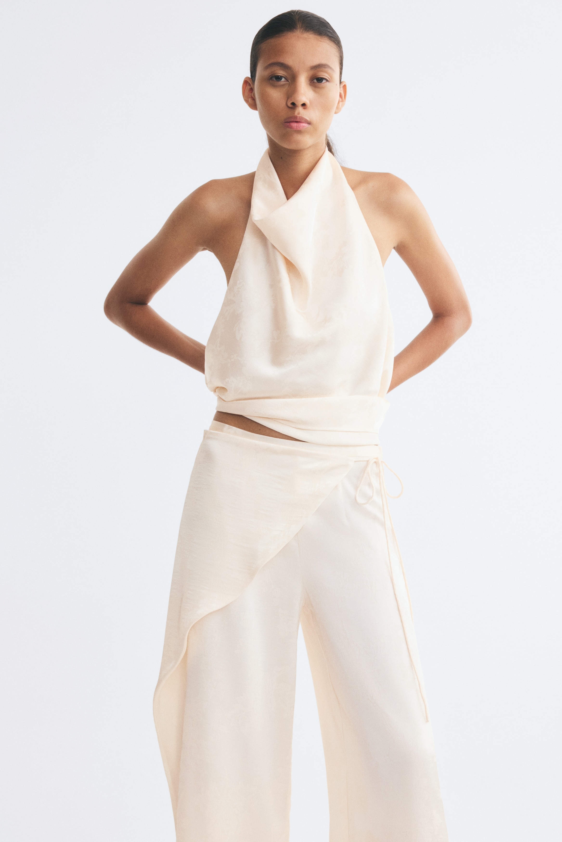 Wrap-detail trousers - Powder pink