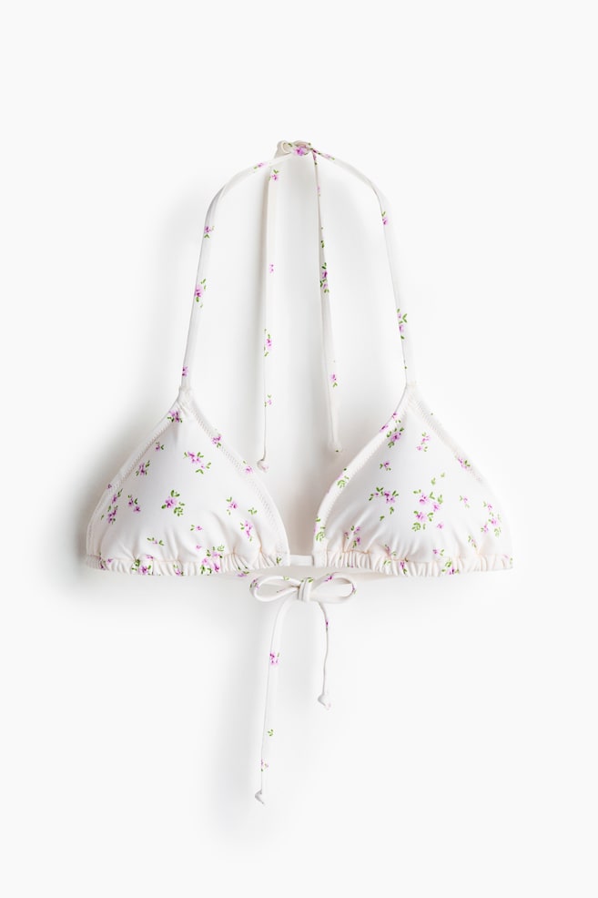 Padded Triangle Bikini Top - White/floral/Mint green/Black/Lilac/Yellow/Light purple/paisley/Blue/floral/Light beige/leopard print - 1