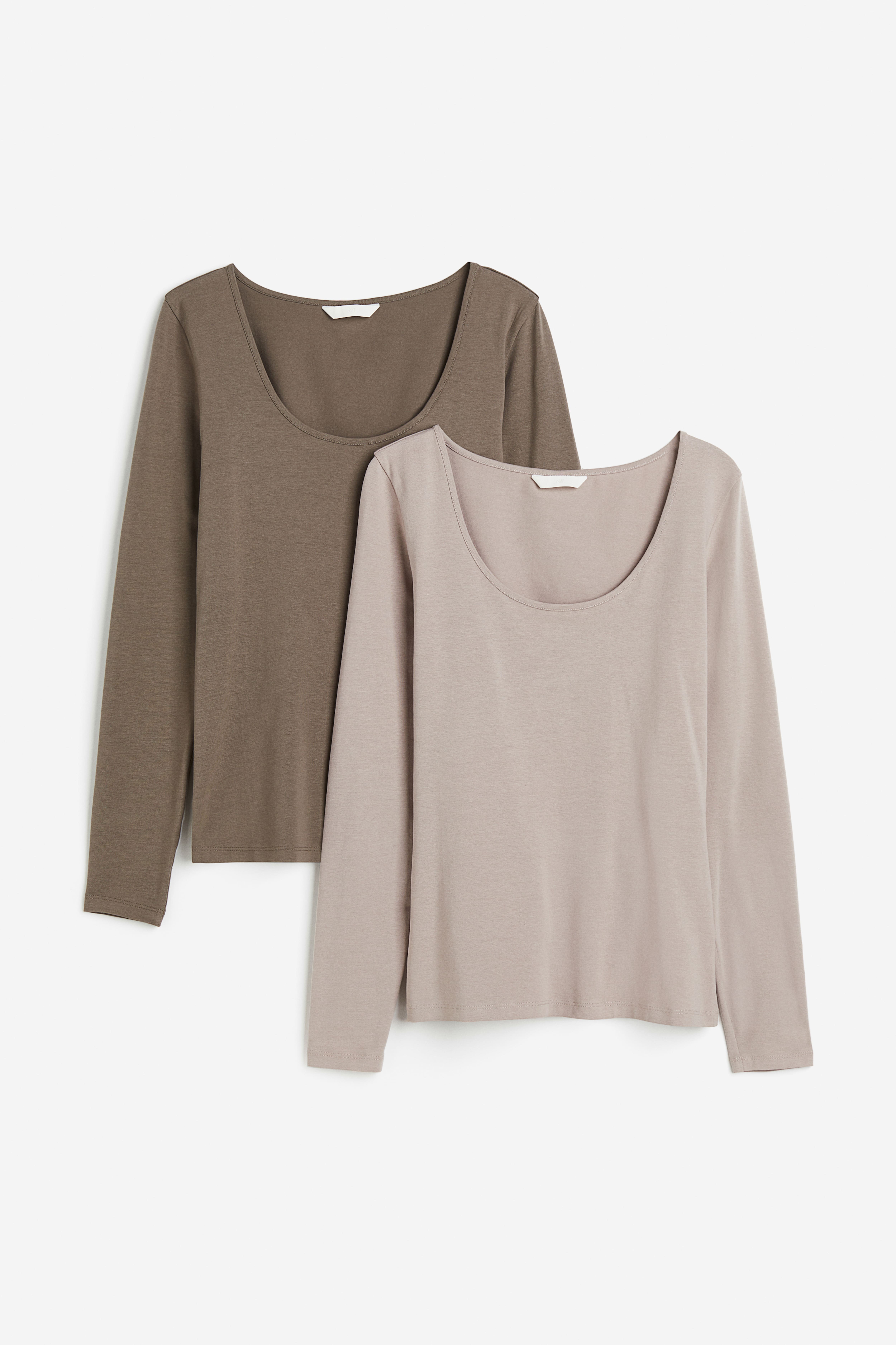 2-pack Jersey Tops - Light taupe/dark taupe - Ladies | H&M US