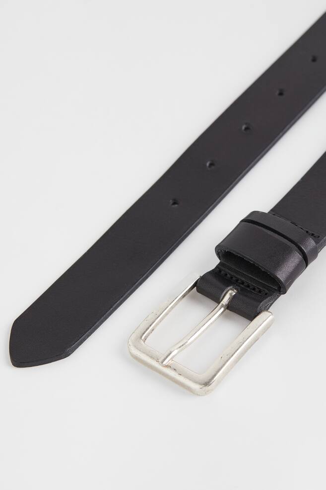 Leather belt - Black/Light brown - 4