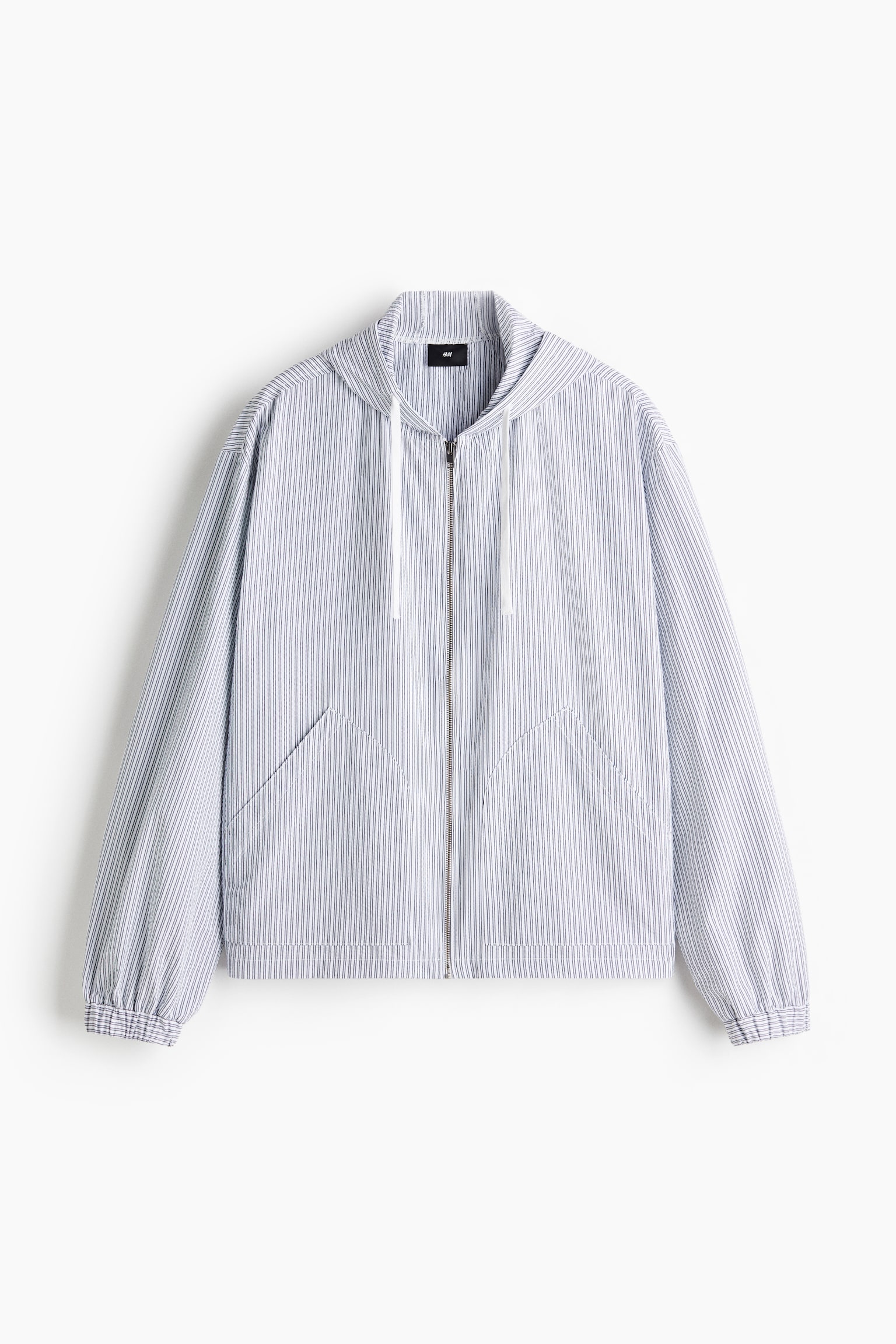 Áo khoác kéo khoá Loose Fit - Màu xanh dương nhạt/Kẻ/Màu xanh dương đậm/Kẻ - 2