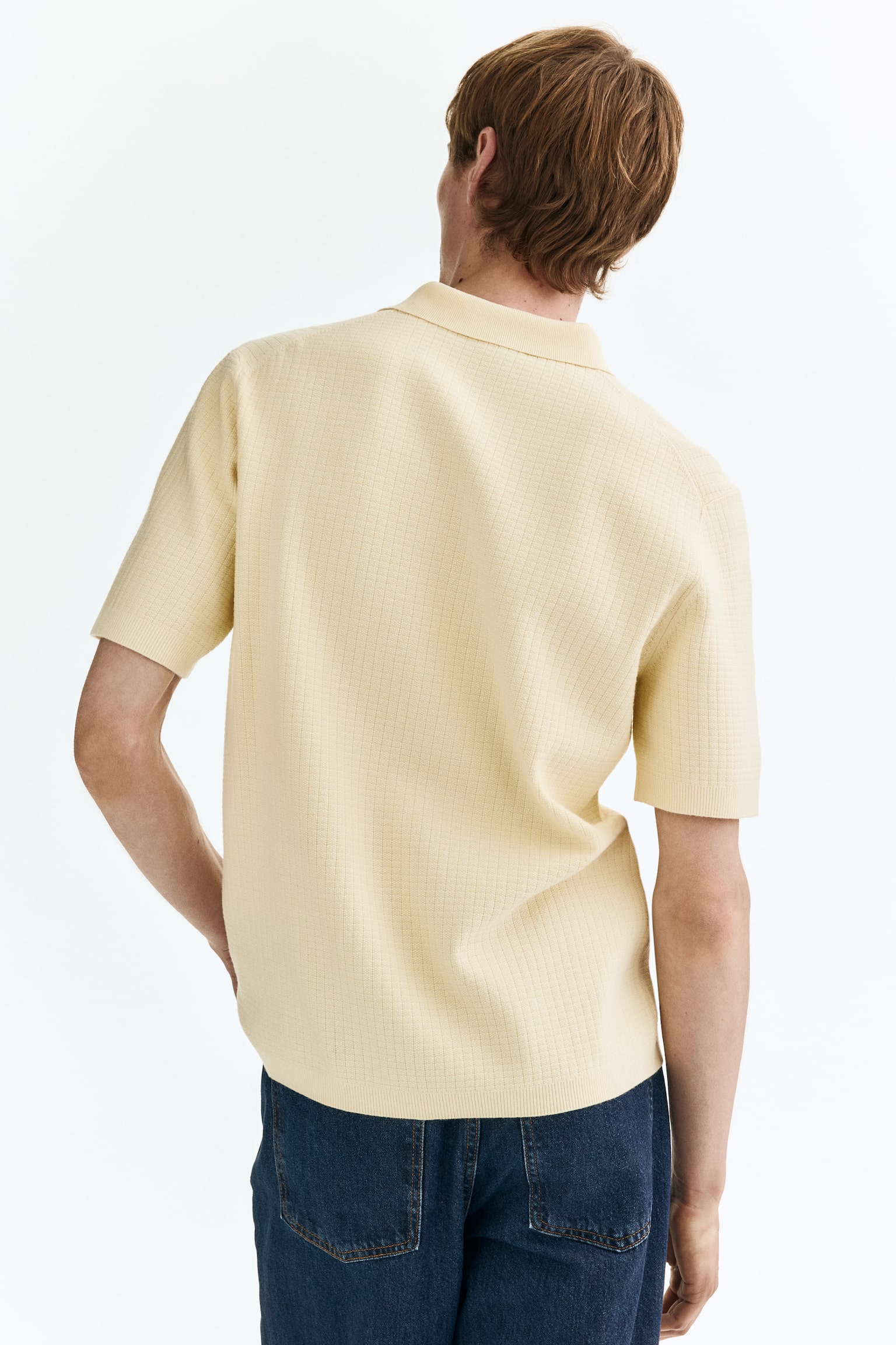 Regular Fit Textured-knit polo shirt - Light yellow/White/Navy blue/Grey/Navy blue - 5