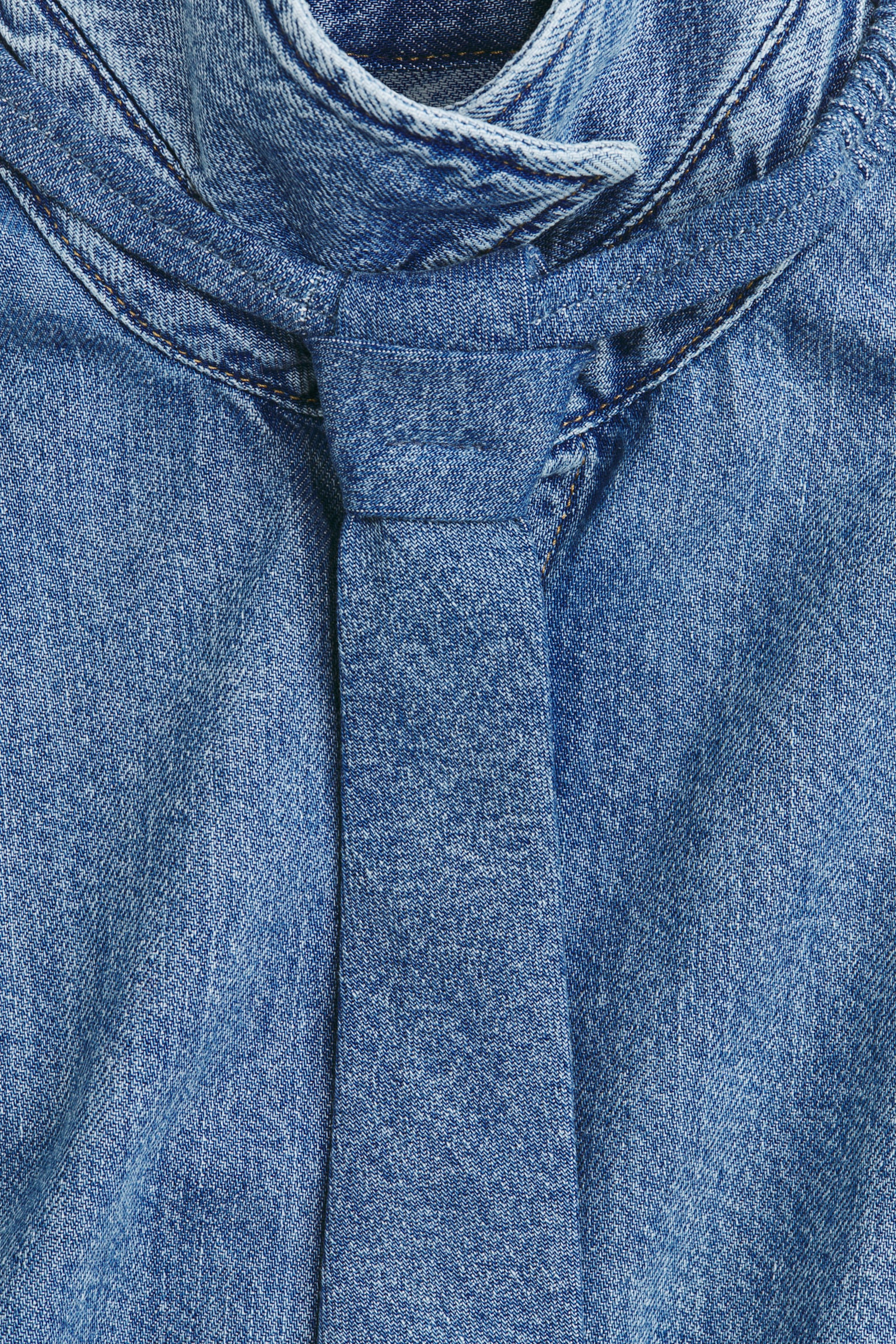 Tie-detail denim shirt - 데님 블루 - 2