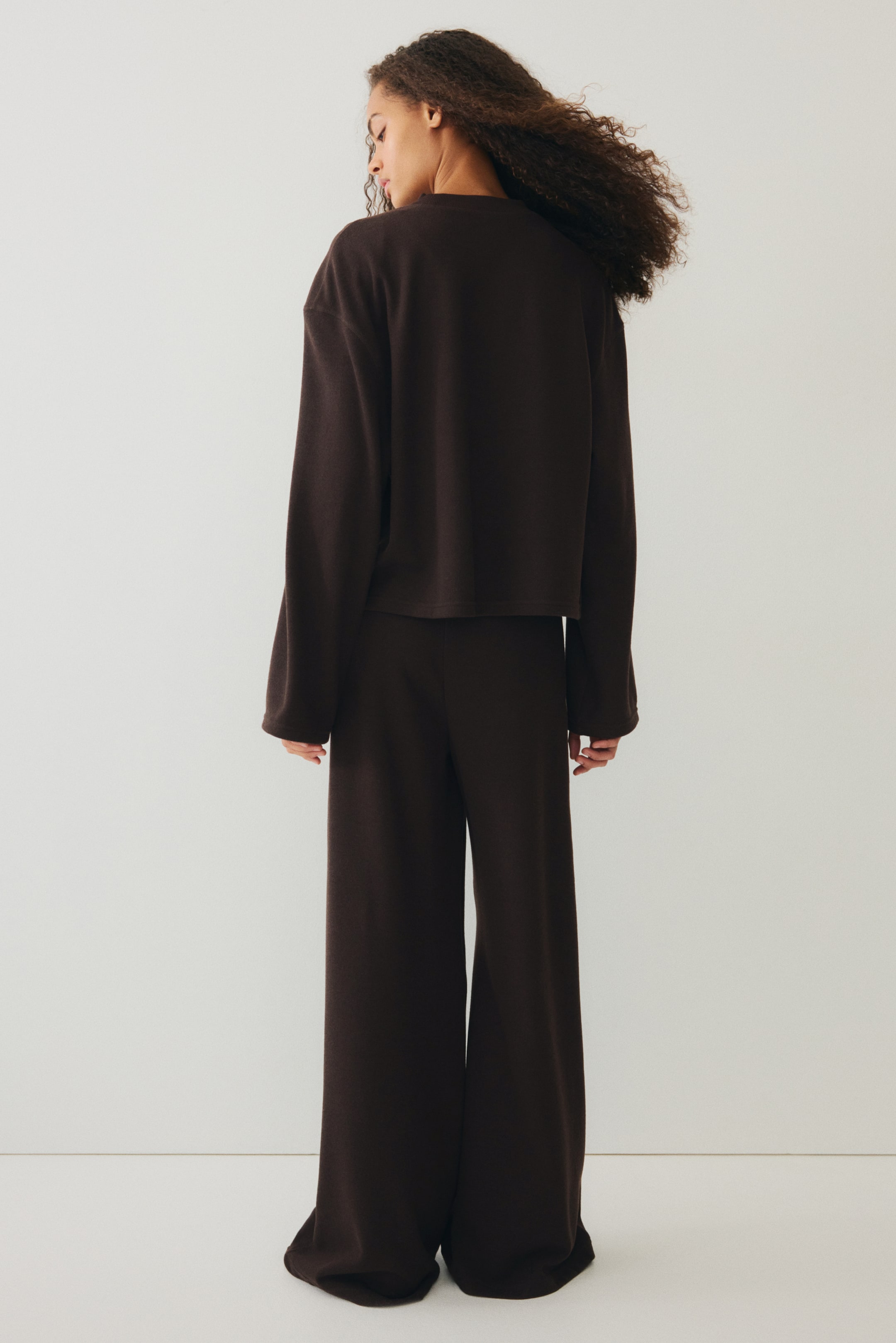 查看大圖: 上衣配長褲2件組平紋套裝 - 深咖啡色 - Ladies | H&M HK 5