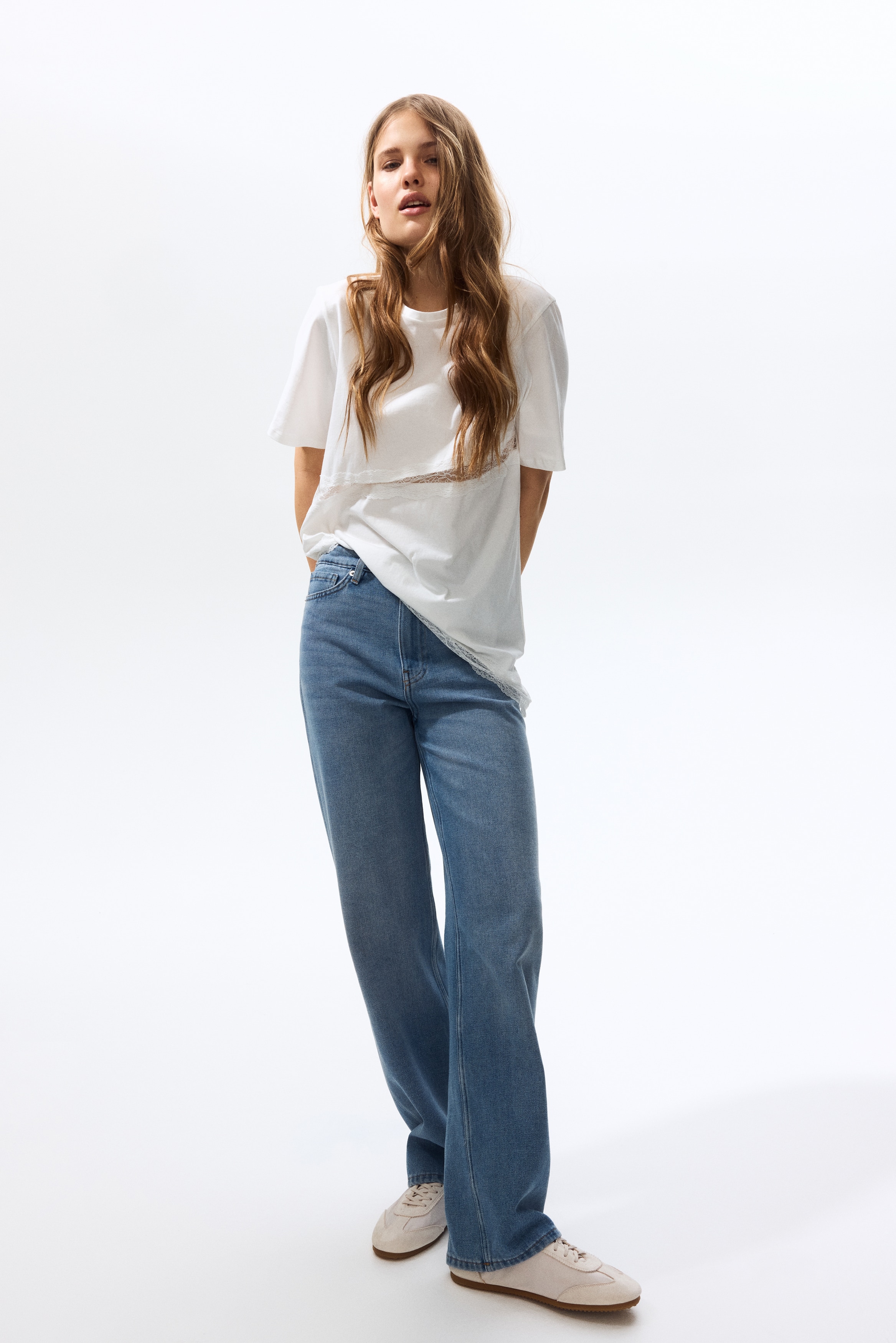 Straight High Jeans - Light denim blue/Black/Dark denim blue/White/White/Black/White
