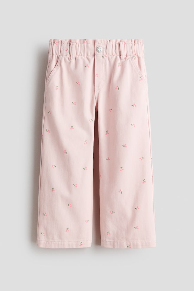 Wide Leg Paper Bag Jeans - Rosa claro/Cerezas/Rosa tenue/Floreado/Beige claro/Floreado/Azul denim/Azul denim claro/Rosa claro/Rosa claro/Gris denim/Azul denim/Gris - 1